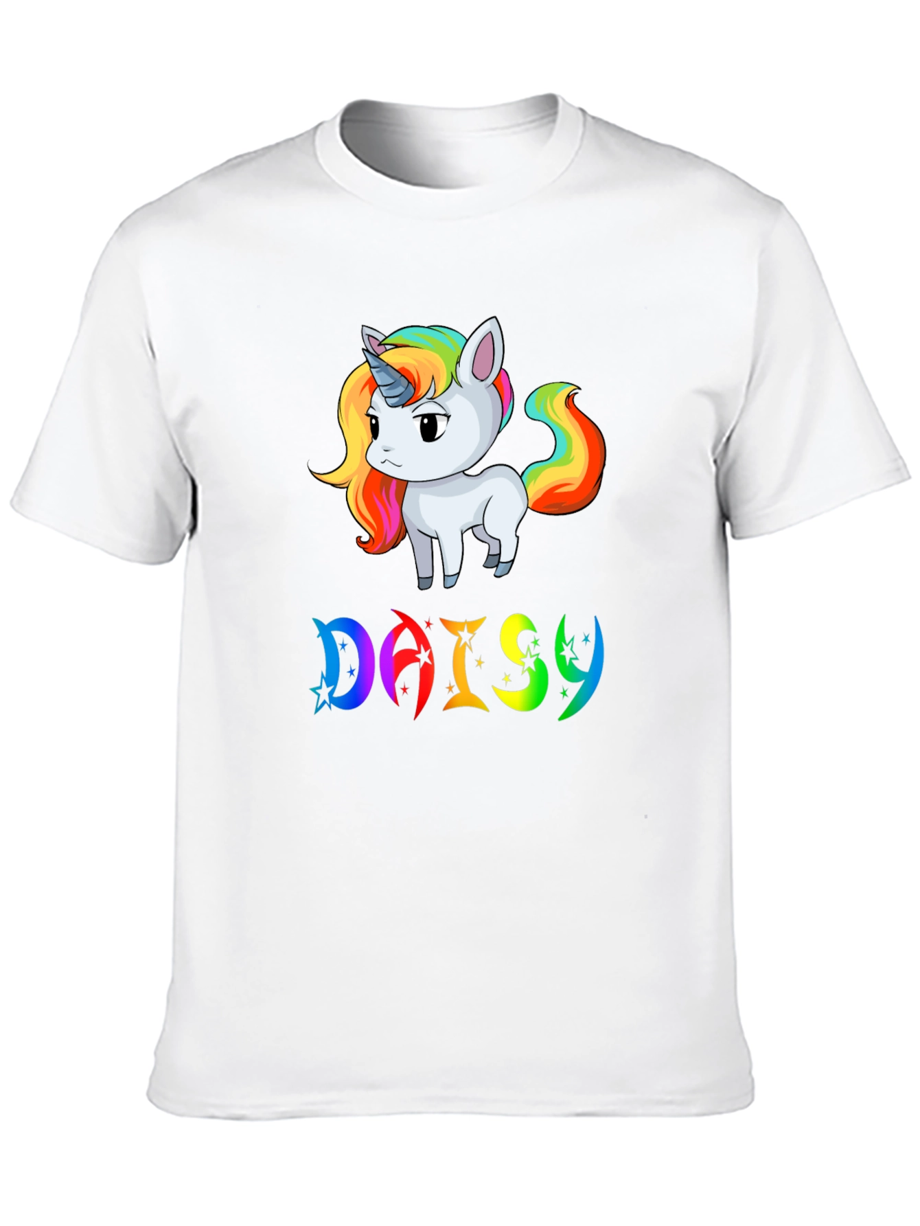 Black Unicorn 'Daisy' Personalized Black T-Shirt view 10