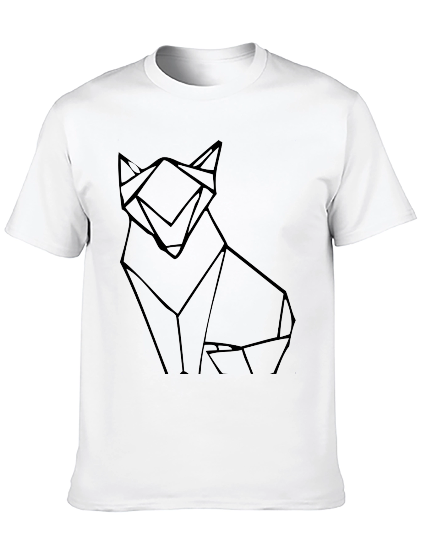Black Geometric Wolf Graphic Black Tee view 10