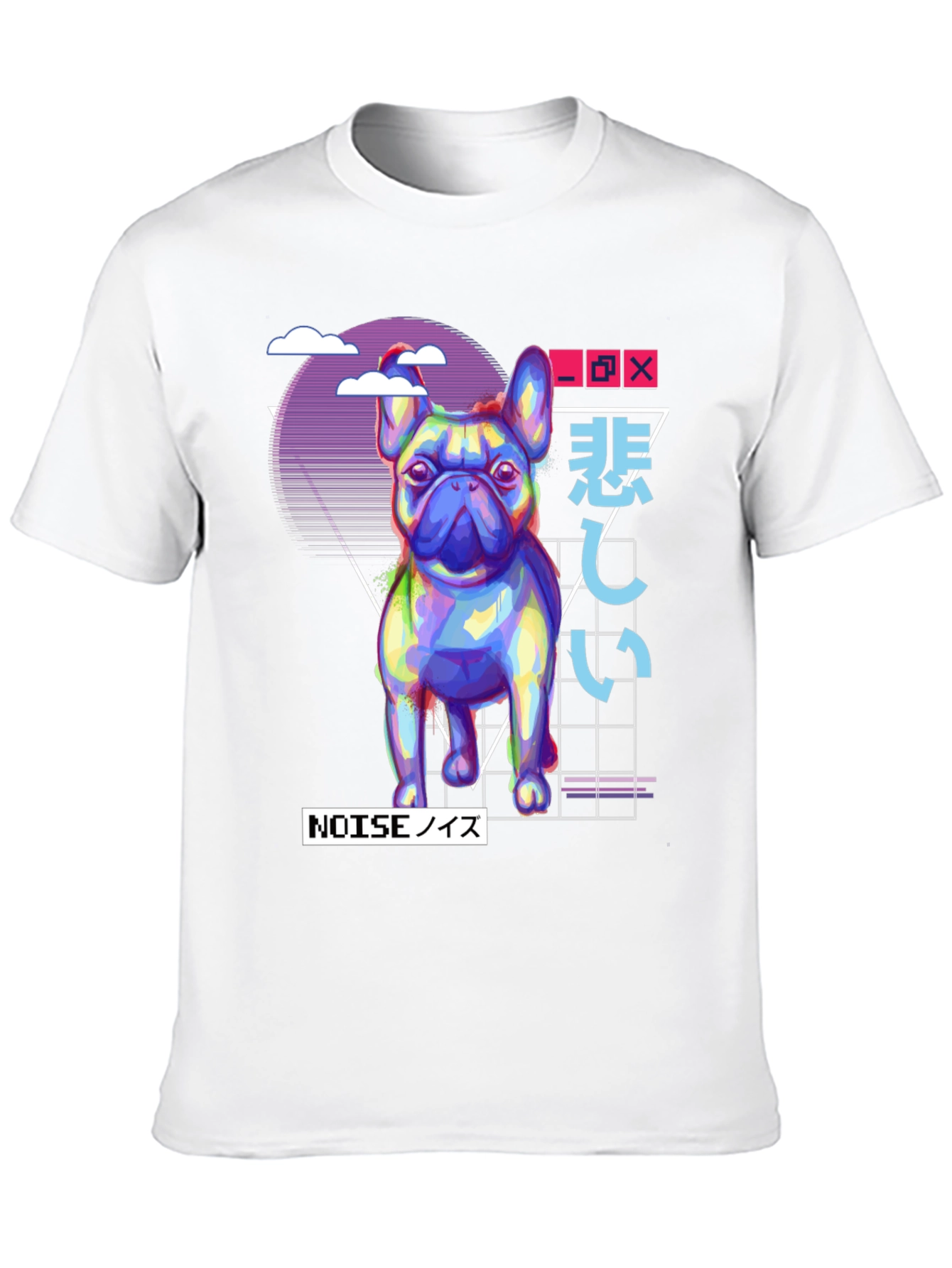 Black Vaporwave French Bulldog Graphic Tee - Black view 10