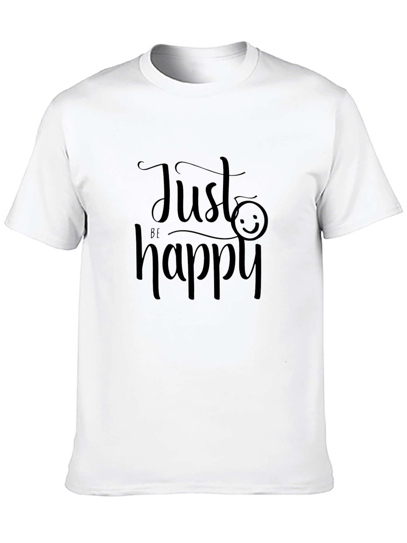 Black Just Be Happy Graphic Tee - Black Cotton T-Shirt view 10