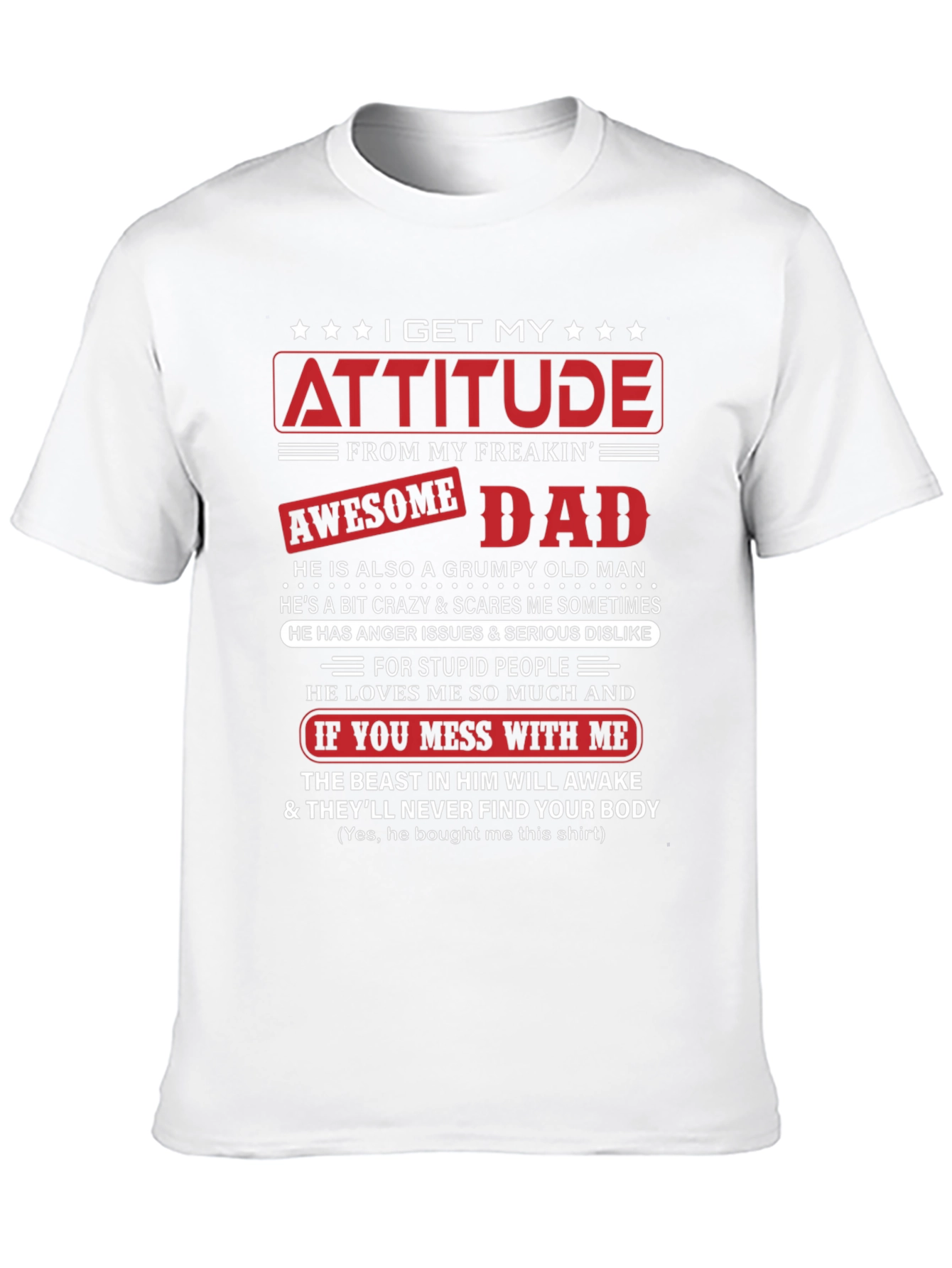Black Attitude Awesome Dad Graphic T-Shirt view 10