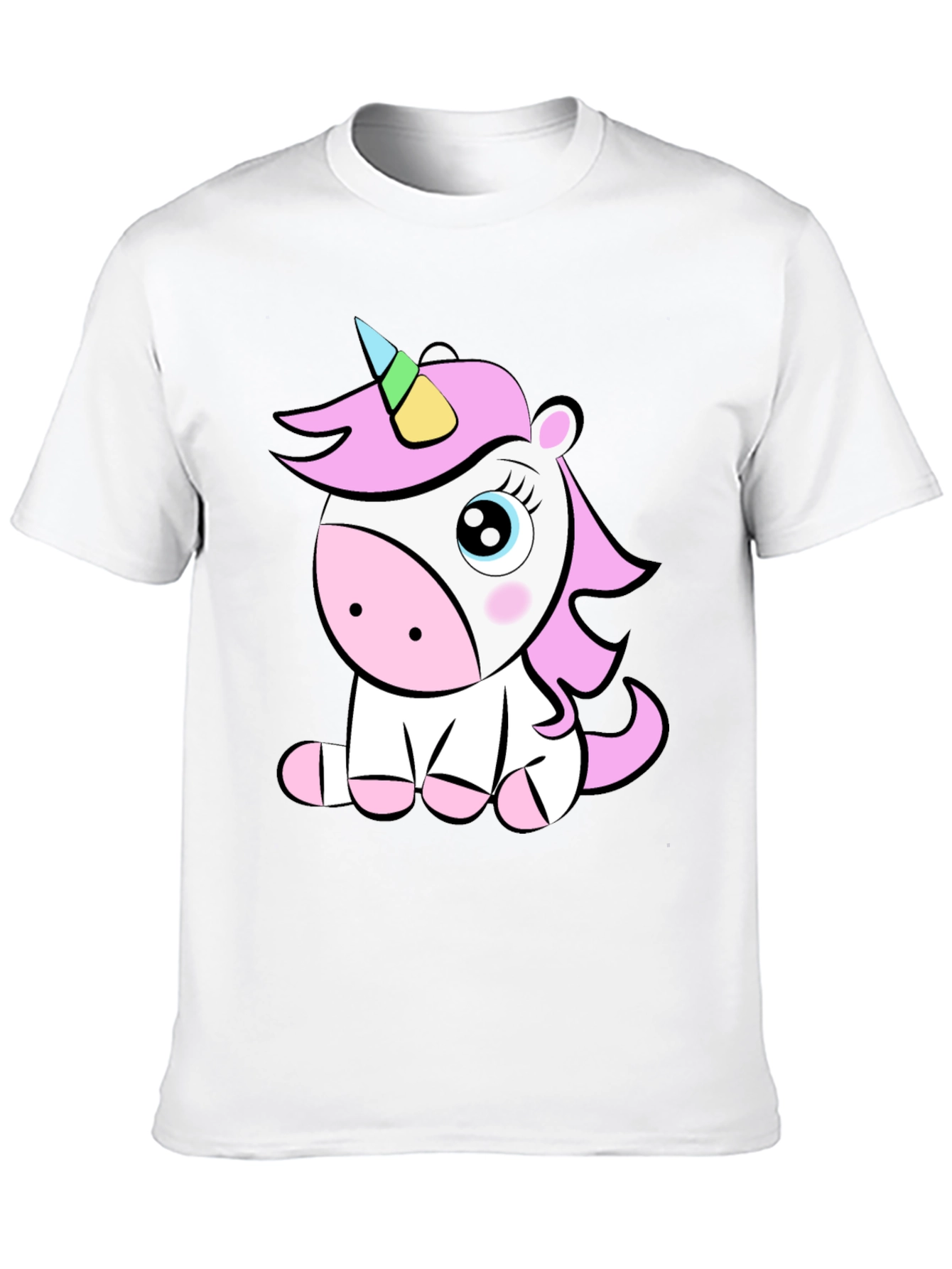 Black Cute Unicorn Graphic T-Shirt - Black Cotton Tee view 10