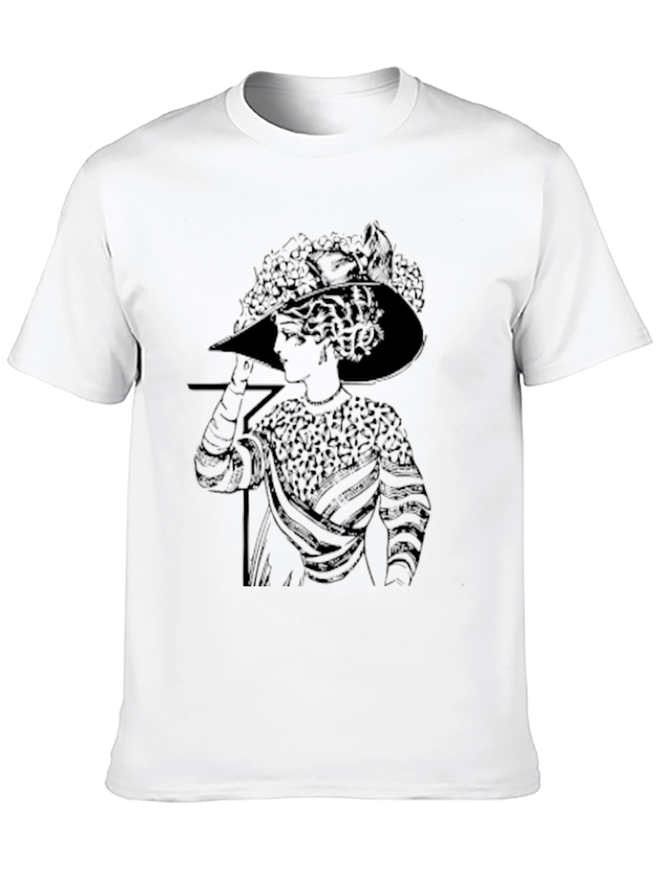 Black Vintage Woman Portrait Graphic Tee - Black view 10