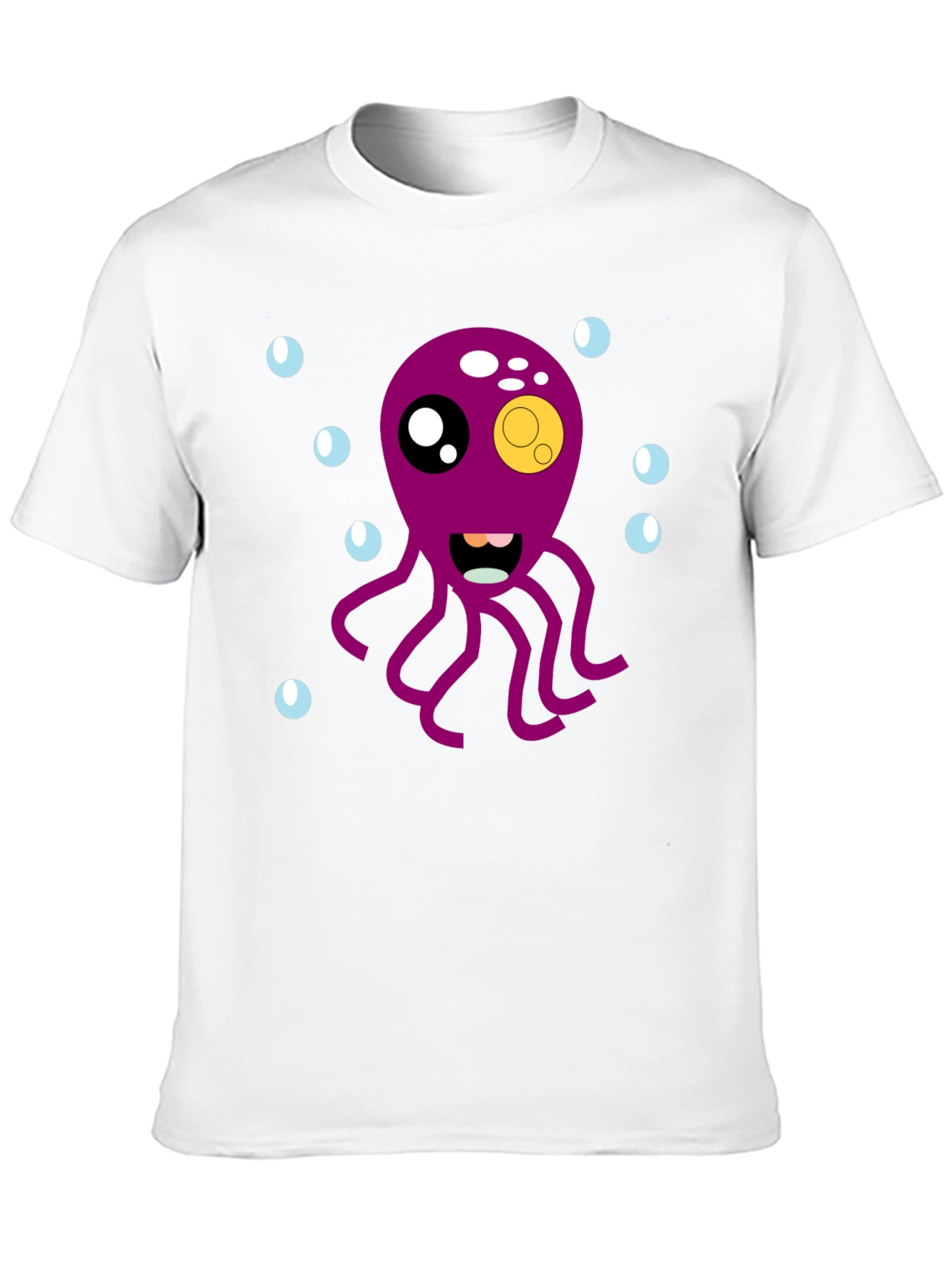 Black Cute Octopus Cartoon Graphic T-Shirt - Black view 10