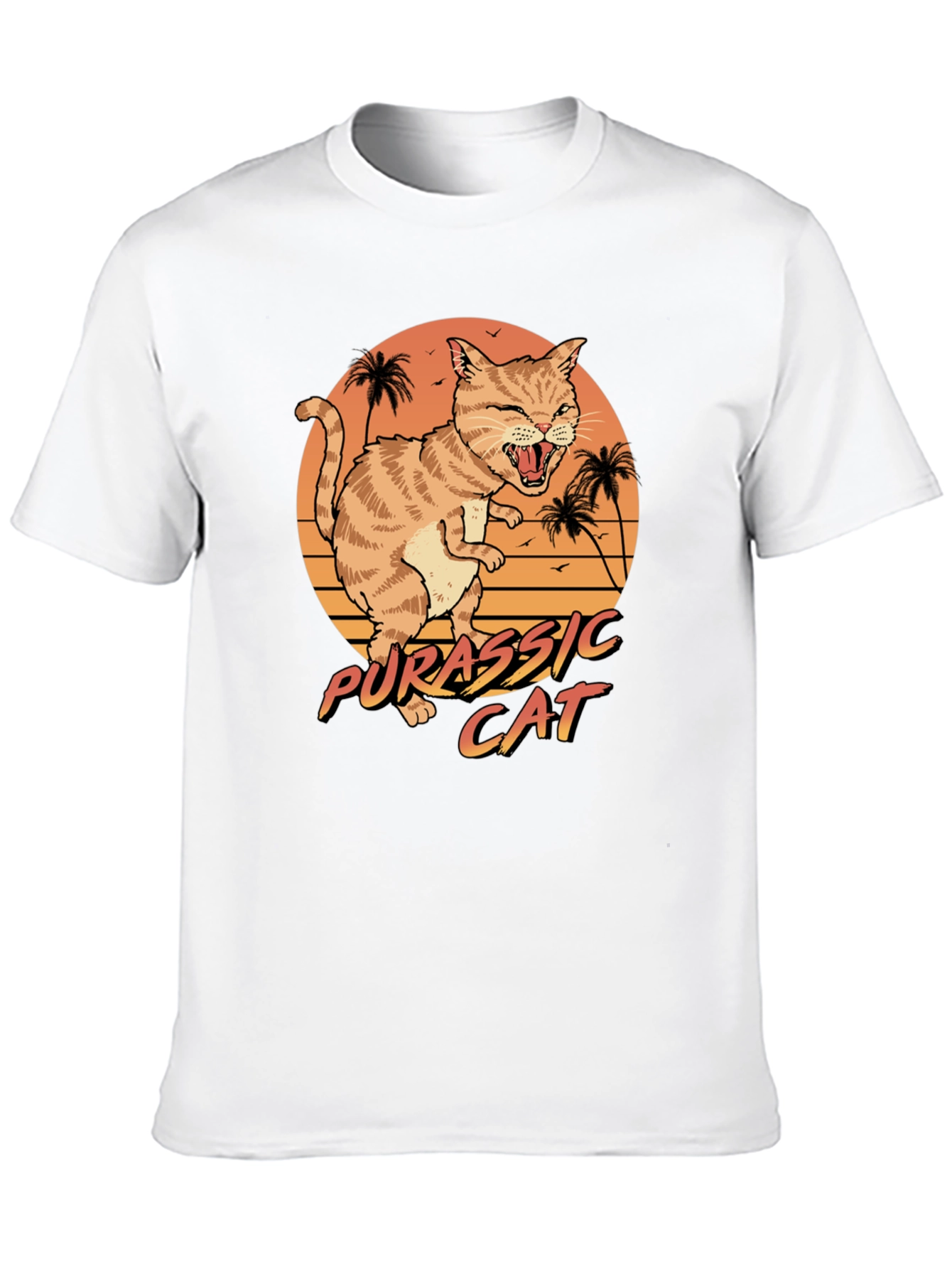 Black Jurassic Cat Graphic T-Shirt - Retro Style view 10