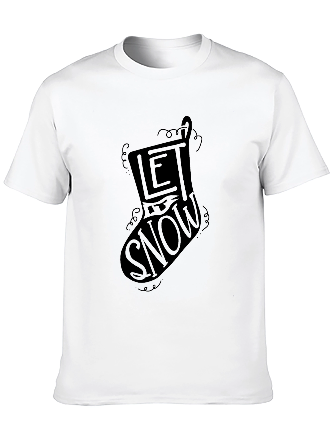 Let It Snow Christmas Stocking Graphic Tee - Black - 10