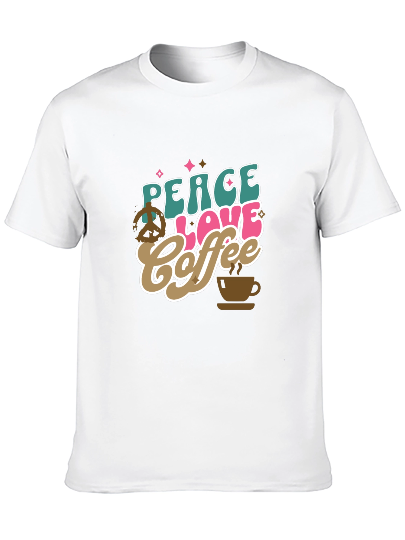 Black Peace Love Coffee Graphic T-Shirt - Trendy Design view 10