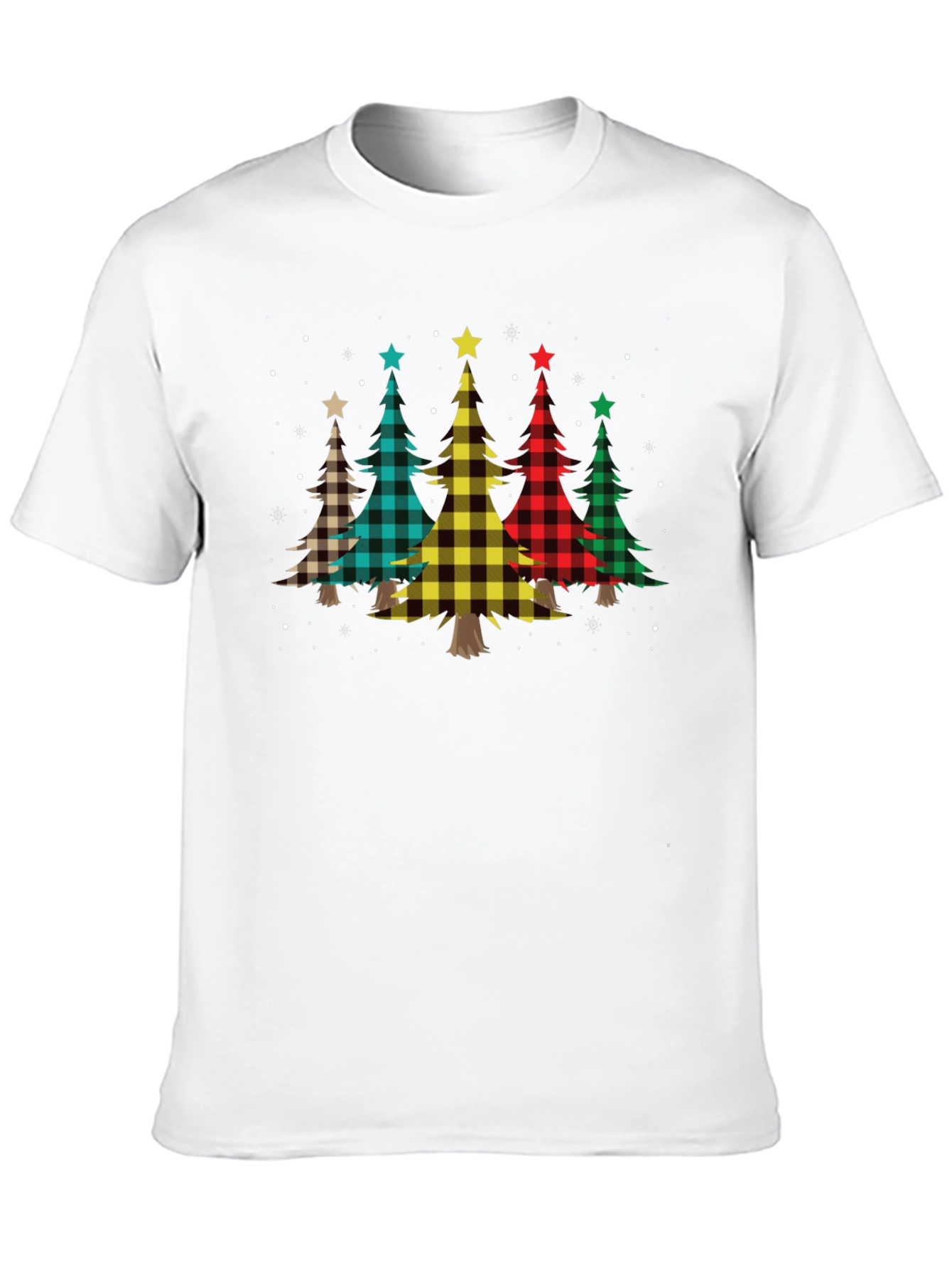 Black Plaid Christmas Trees Black T-Shirt view 10