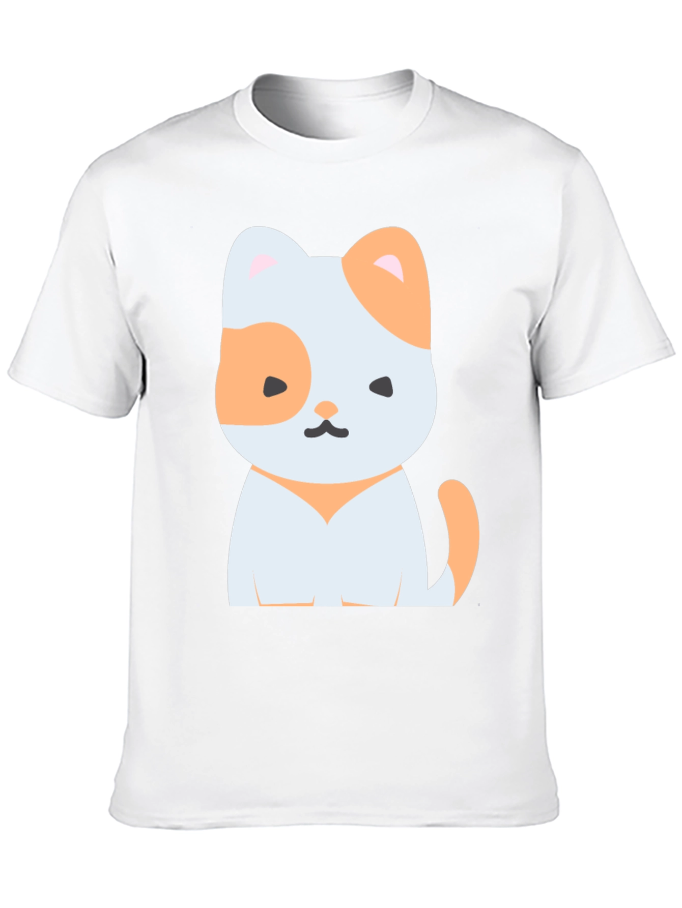 Black Cute Cartoon Cat Graphic Tee - Unisex Black T-Shirt view 10