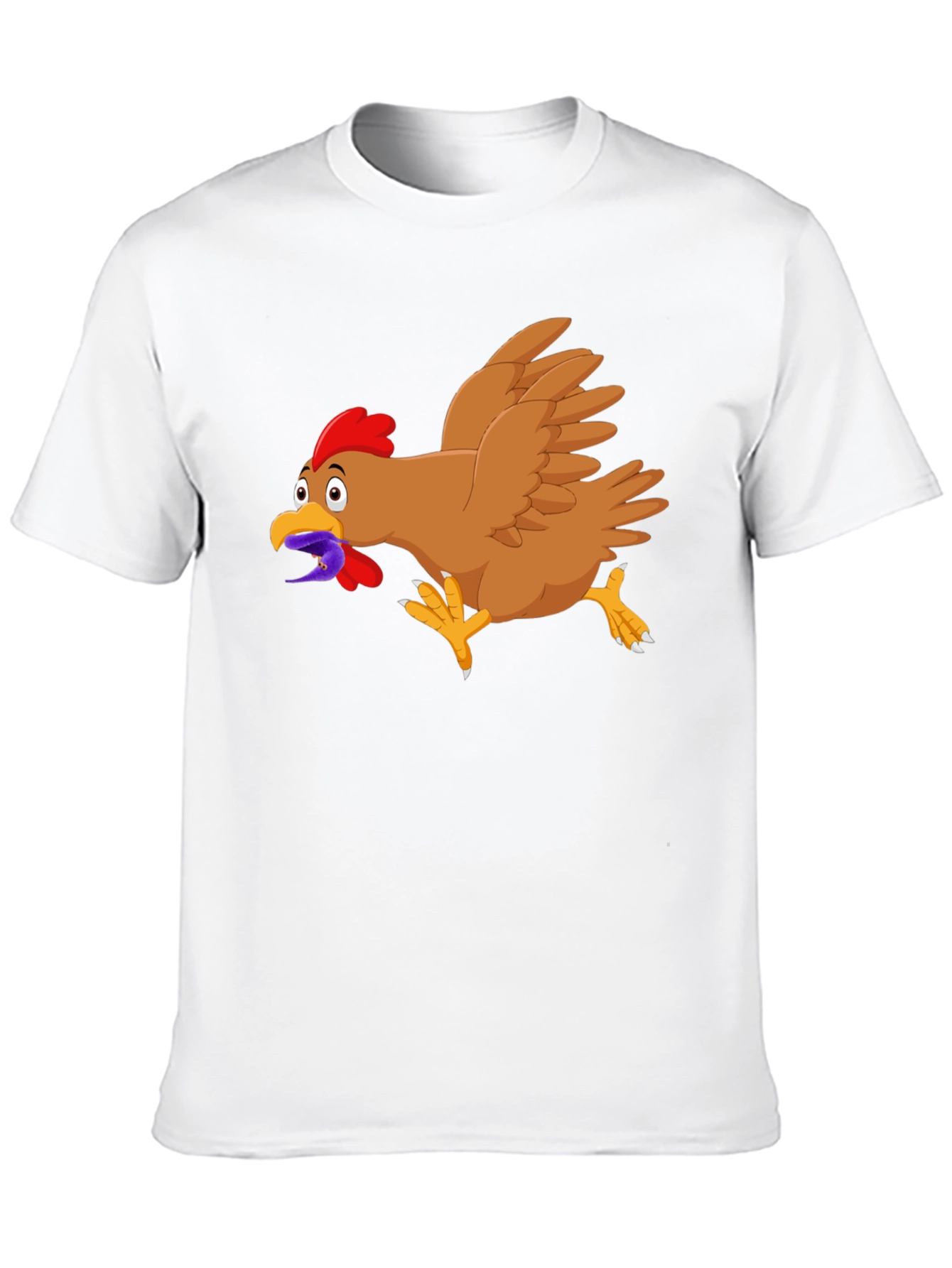 Black Funny Chicken Worm Cartoon Black T-Shirt view 10