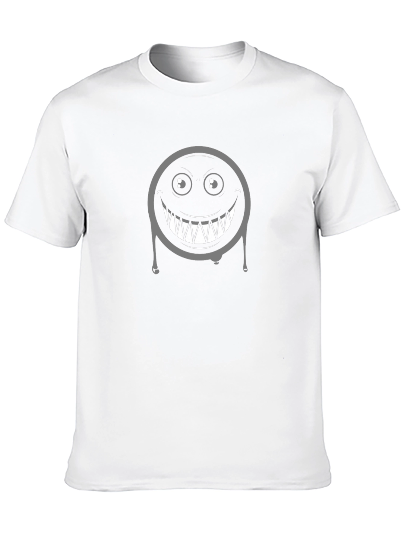 Black Men's Black T-Shirt with Creepy Smiley Face Graphic view 10