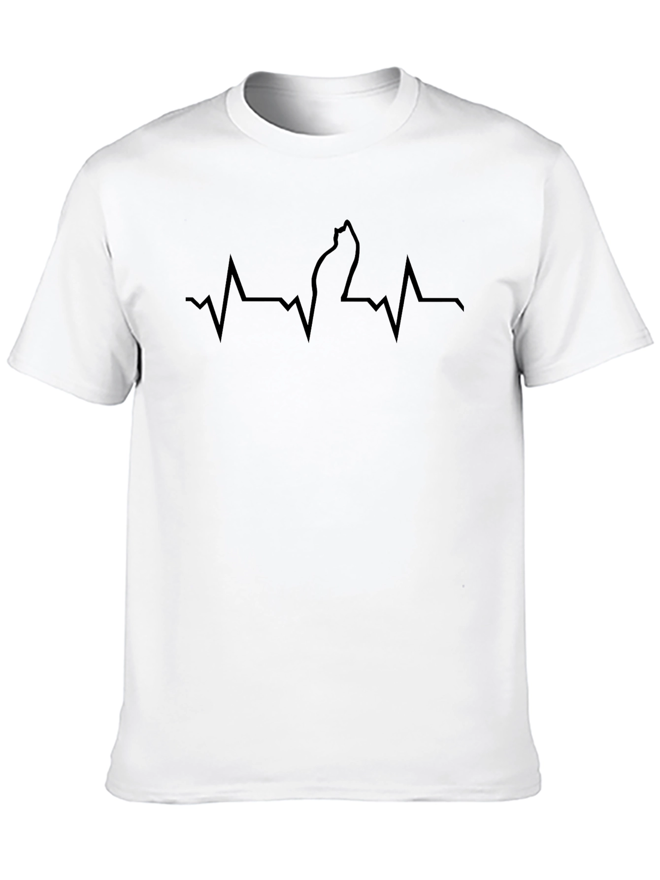 Black Cat Lover's Heartbeat T-Shirt - Black view 10