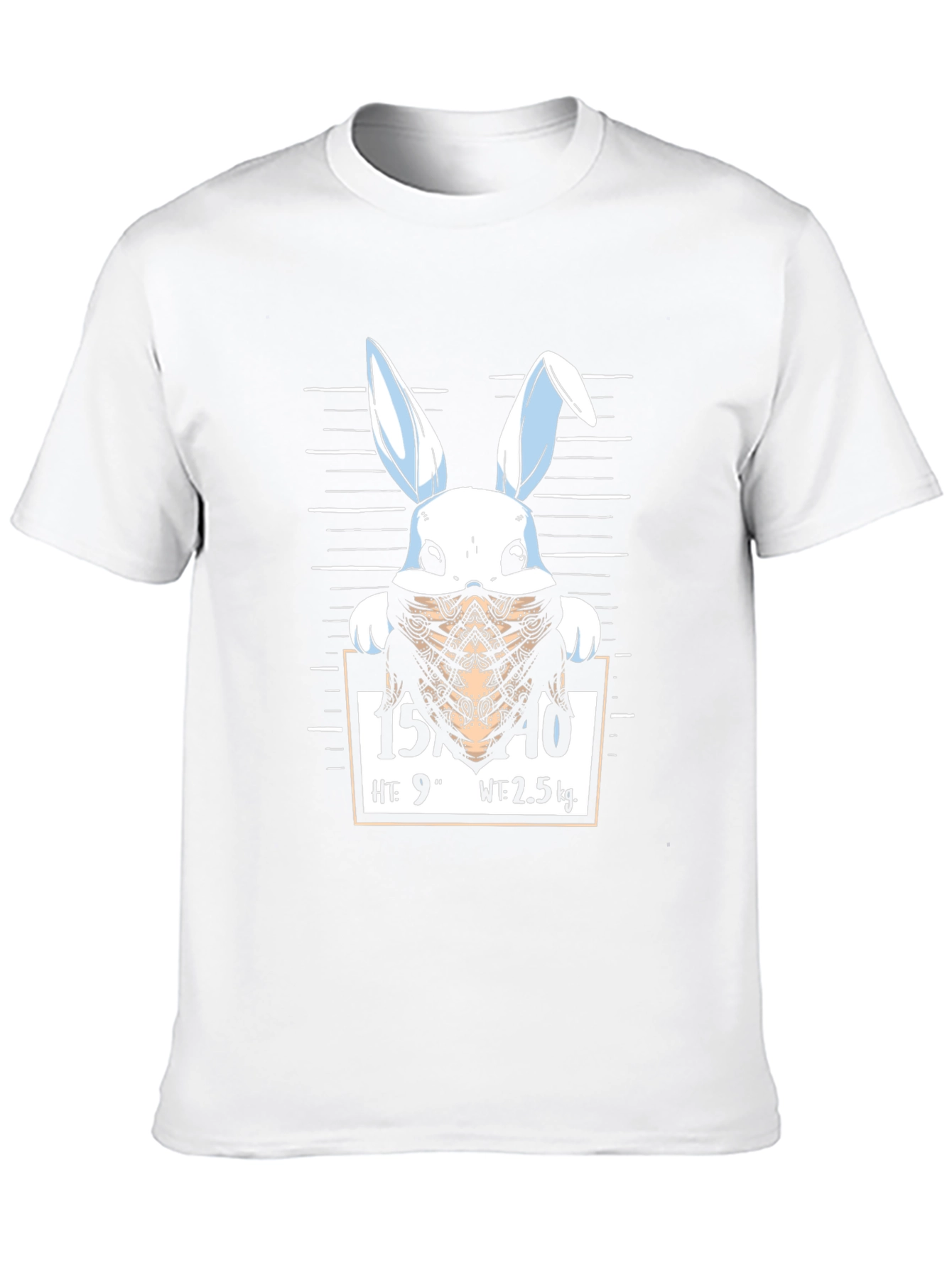 Black Funny Bunny Mugshot Black Graphic T-Shirt view 10