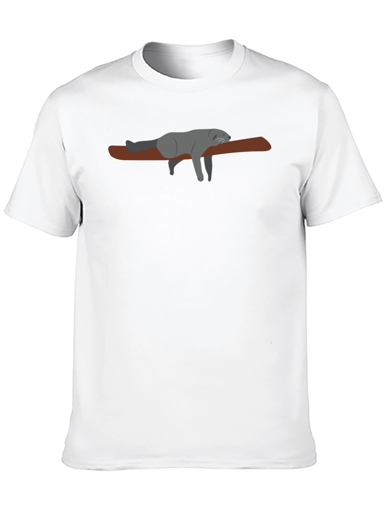 Black Lazy Raccoon on Branch - Black T-Shirt view 10