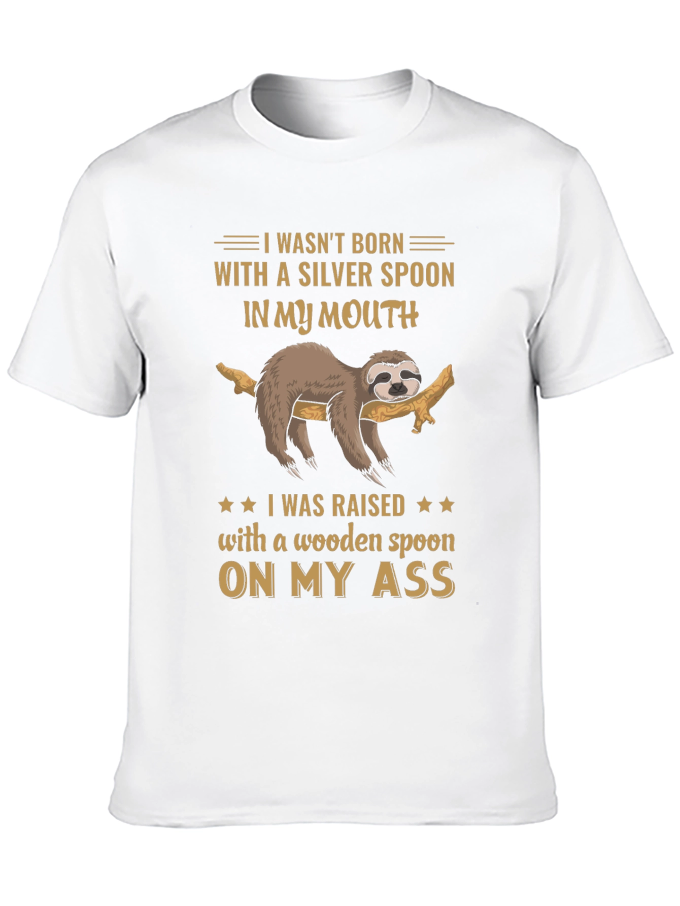 Black Funny Sloth T-Shirt - Wooden Spoon On My Ass view 10
