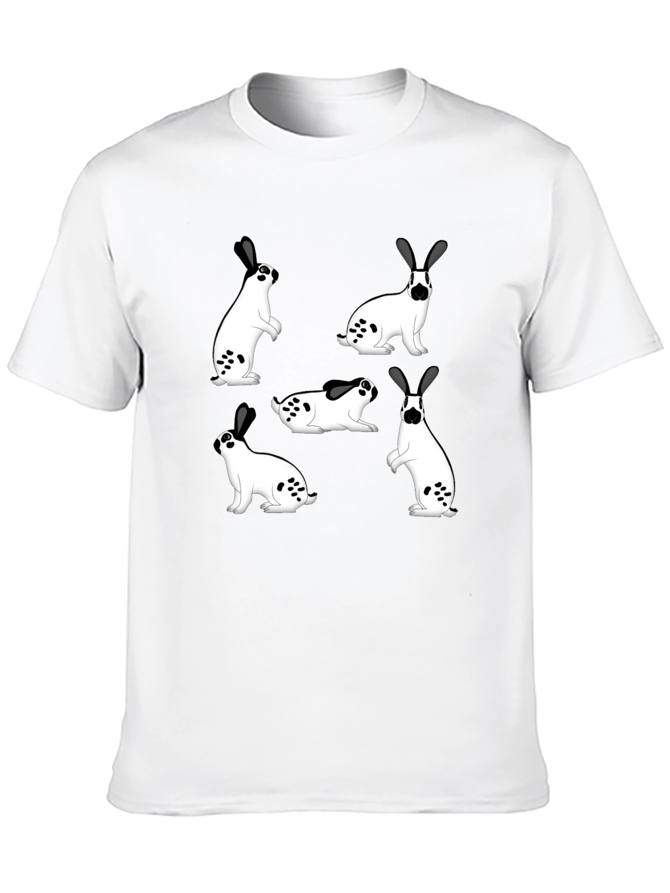 Black Rabbit Print Black T-Shirt view 10
