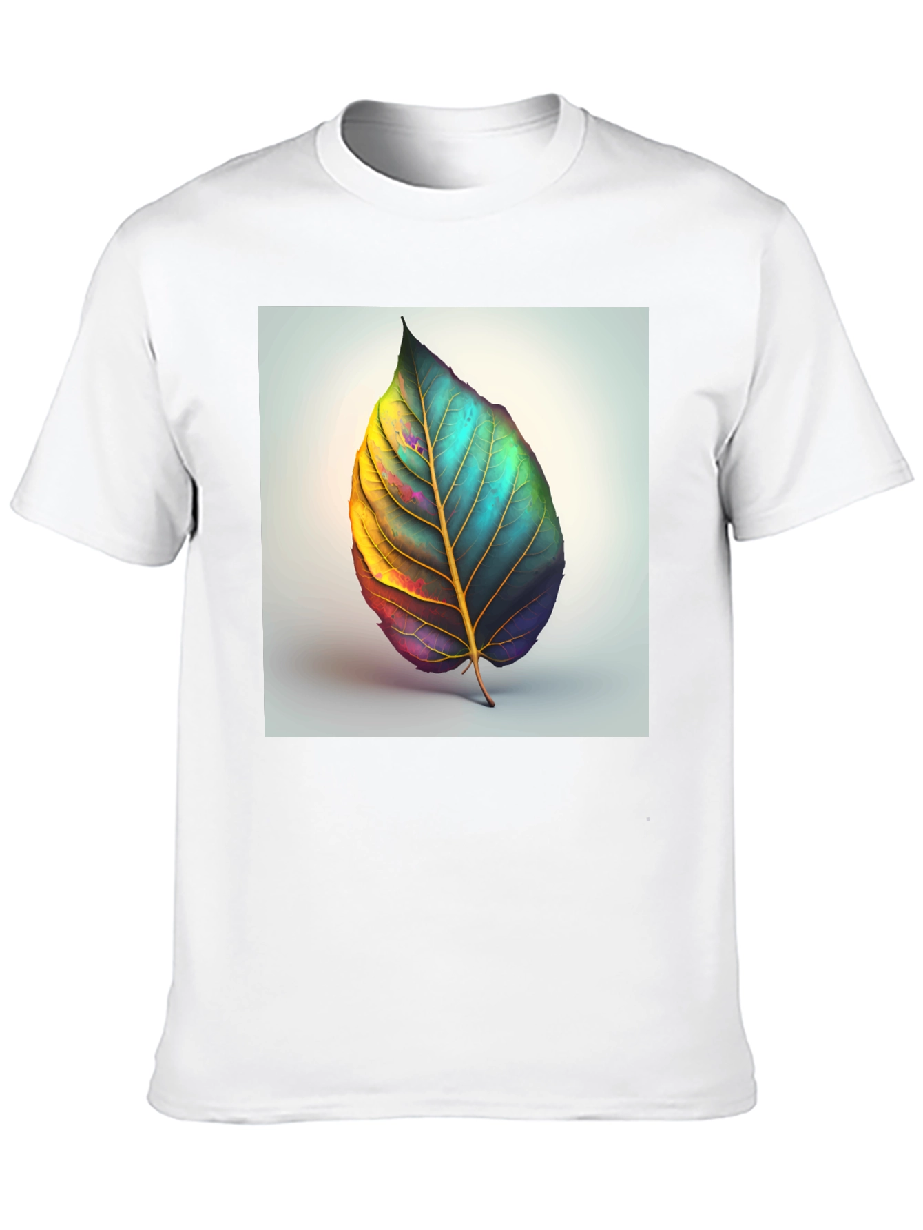 Artistic Leaf Graphic Tee - Black Cotton Blend - 10