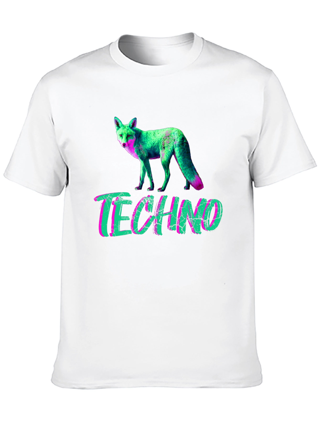 Black Techno Fox Graphic T-Shirt - Neon Style view 10