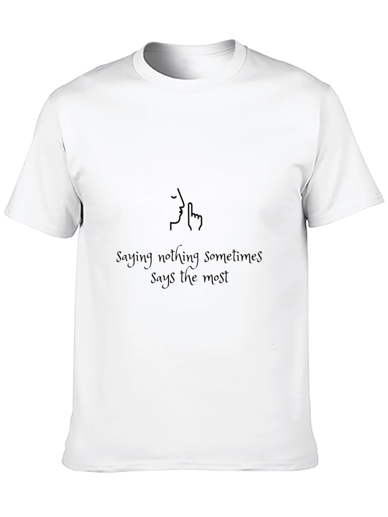 Black Minimalist "Saying Nothing" Black Graphic Tee view 10
