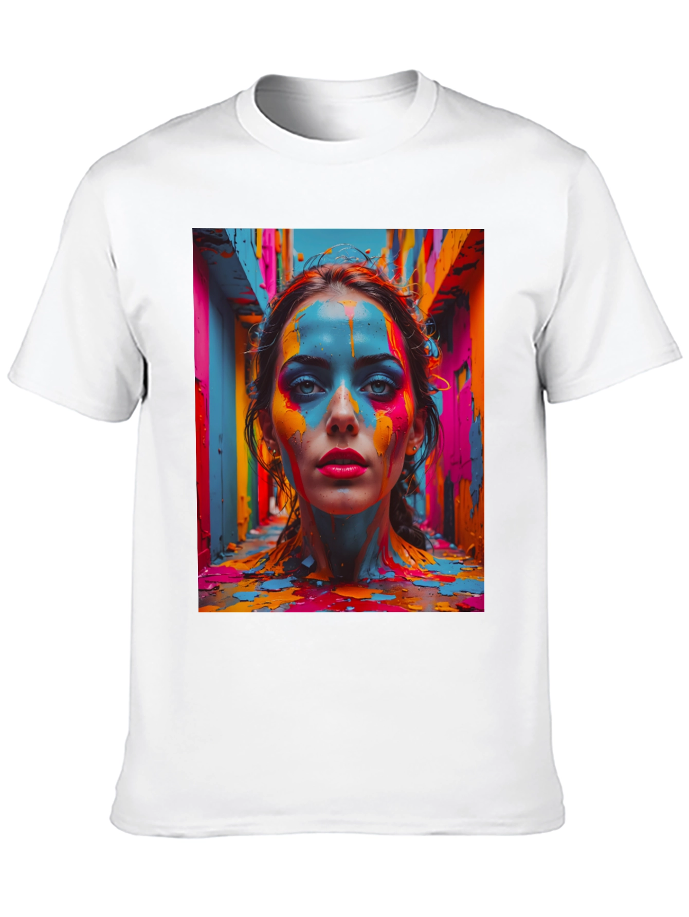 Black Colorful Paint Woman Graphic Tee view 10