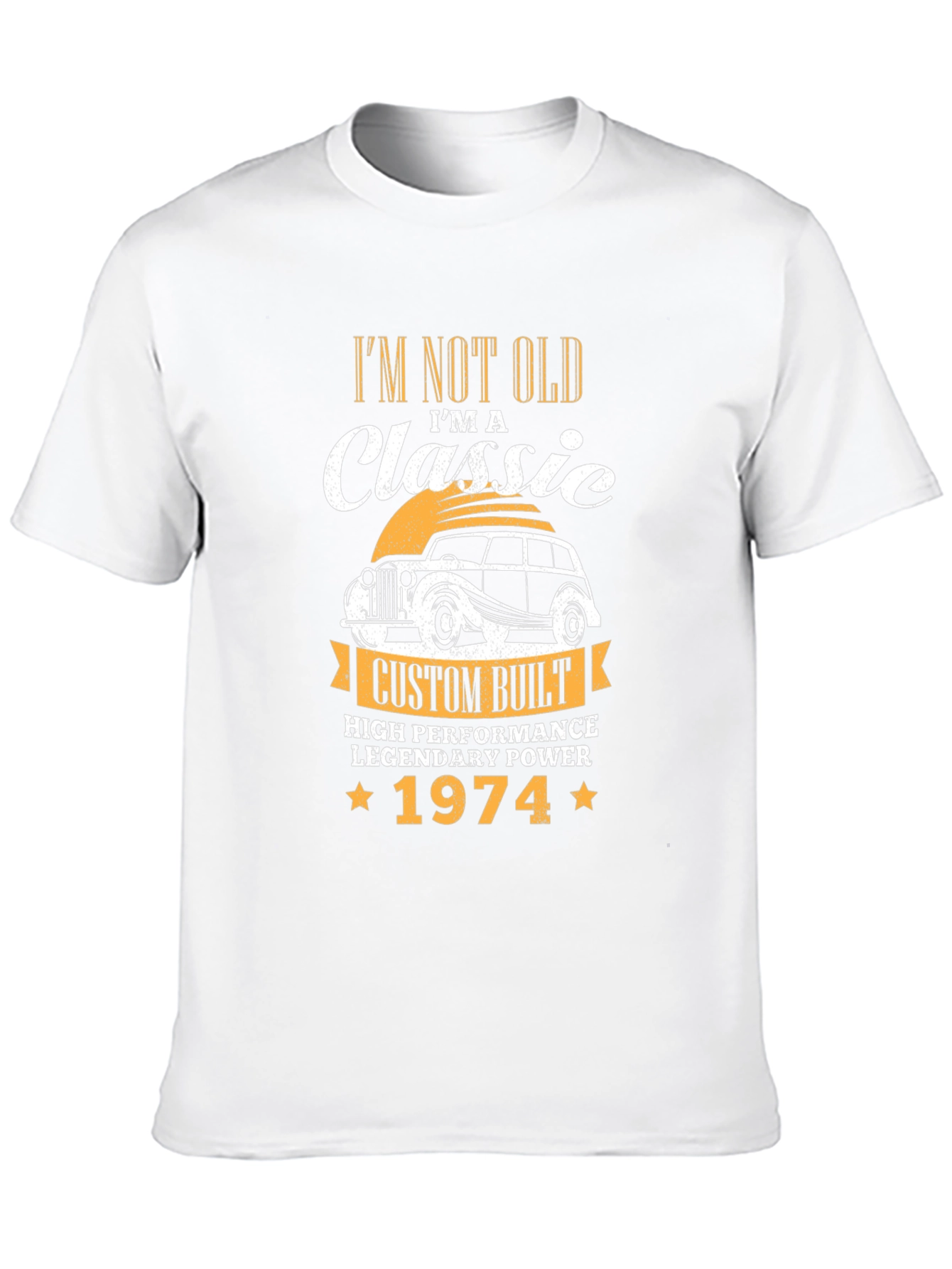 Black Classic 1974 Car T-Shirt - "I'm Not Old, I'm a Classic" view 10