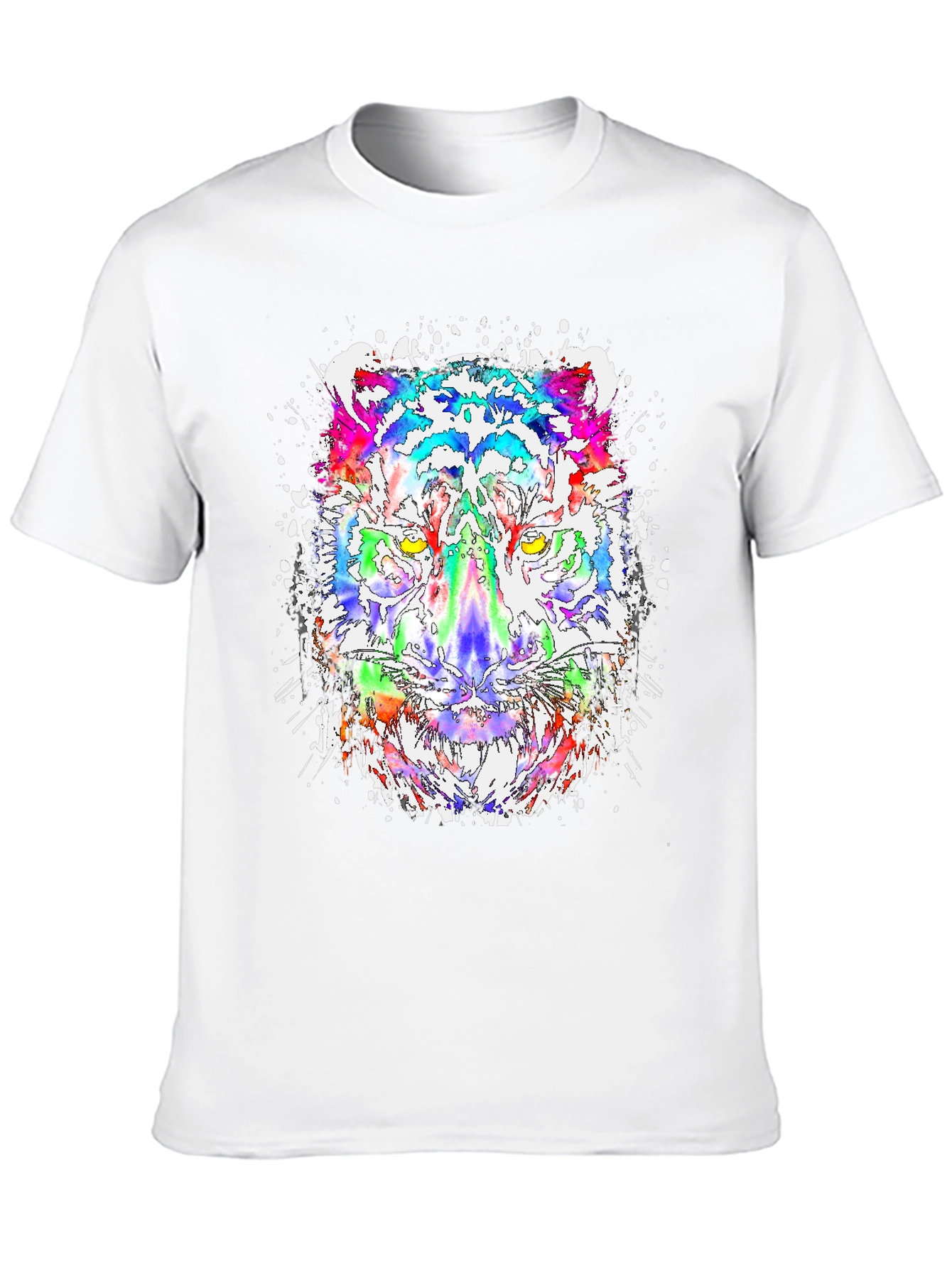 Black Vibrant Tiger Graphic Tee - Cool Colorful Design view 10