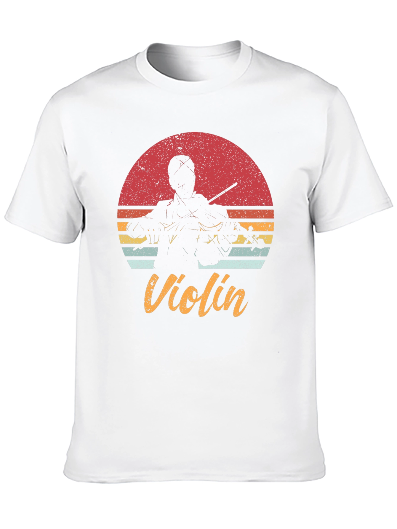 Black Retro Violin T-Shirt - Musician's Sunset Tee view 10