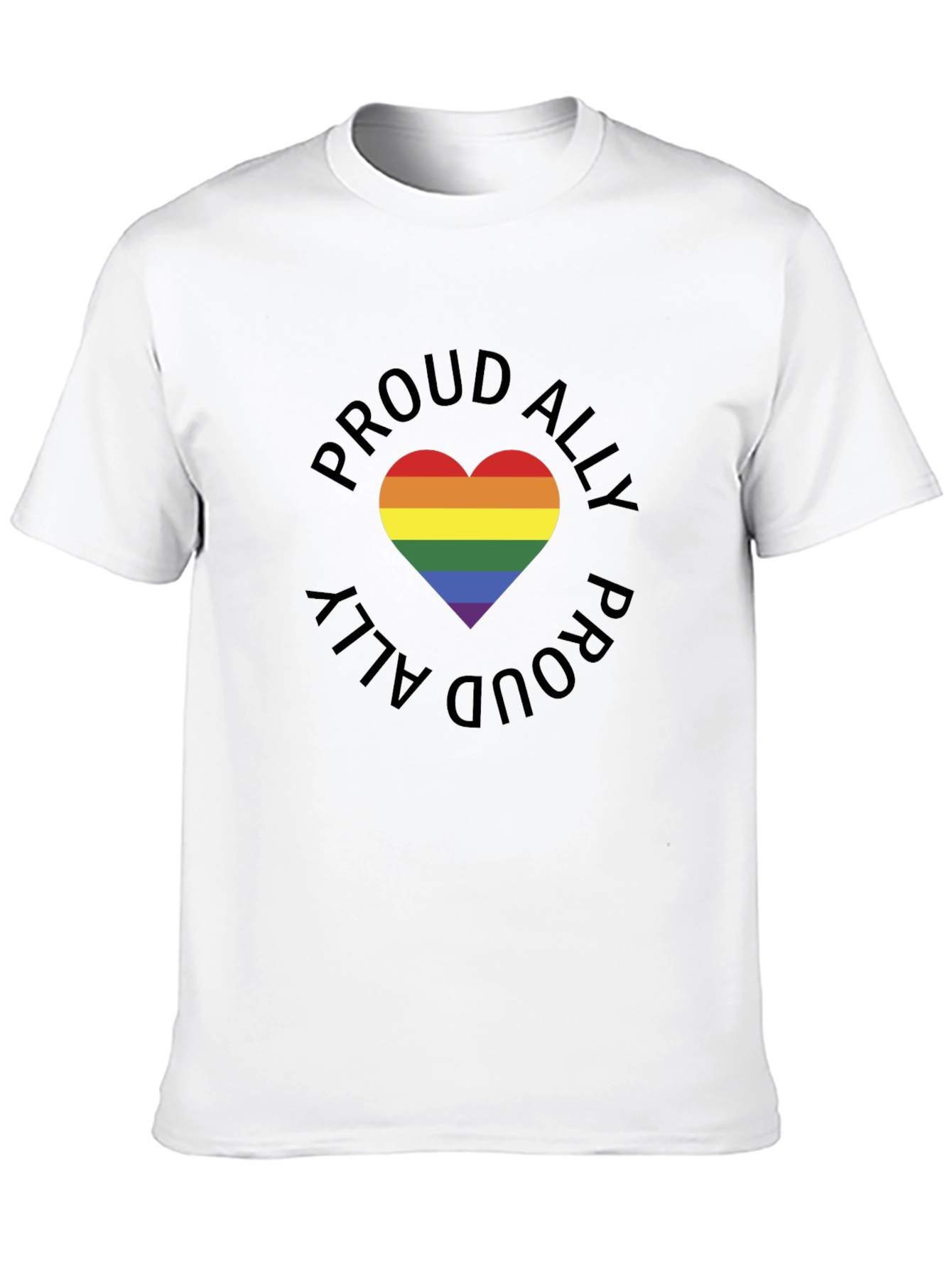Black Proud Ally Rainbow Heart Graphic Tee - Black view 10