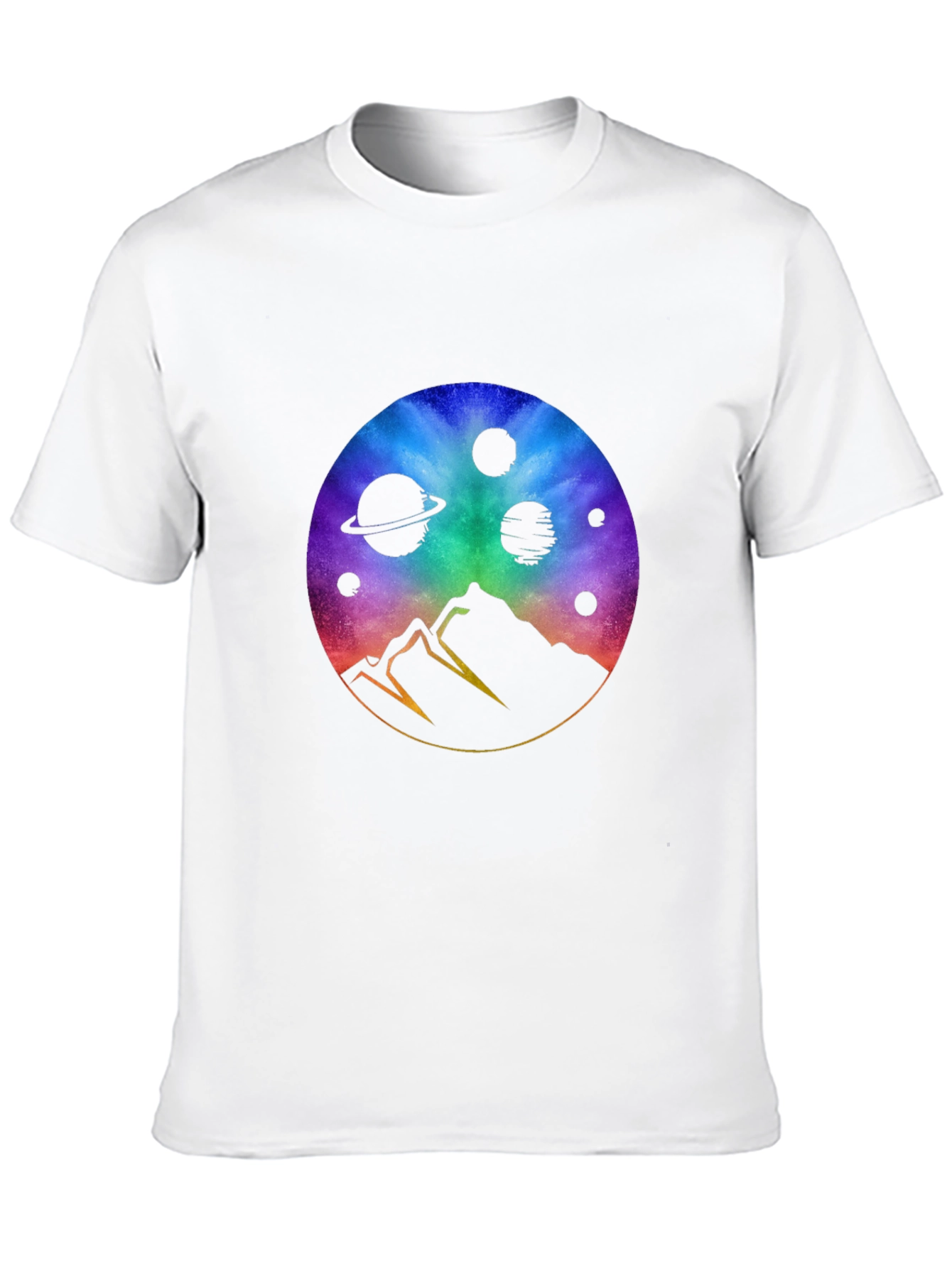 Black Cosmic Mountain Black T-Shirt - Galaxy Design view 10