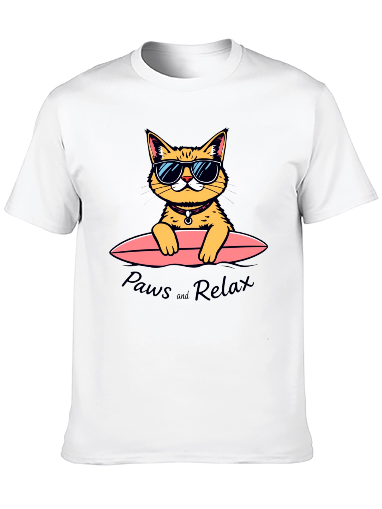 Black Paws and Relax Cat Surfing T-Shirt view 10