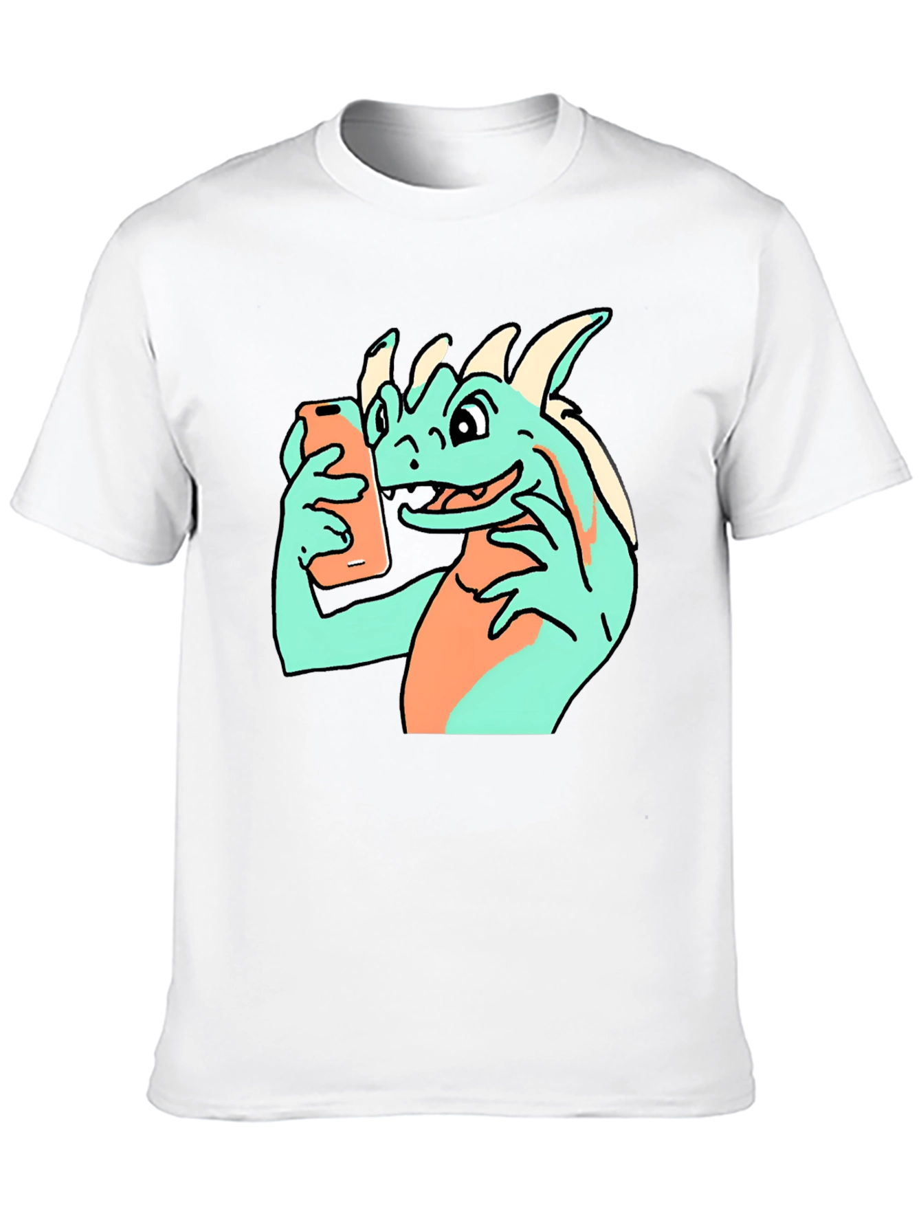 Black Funny Dragon Selfie Black T-Shirt view 10