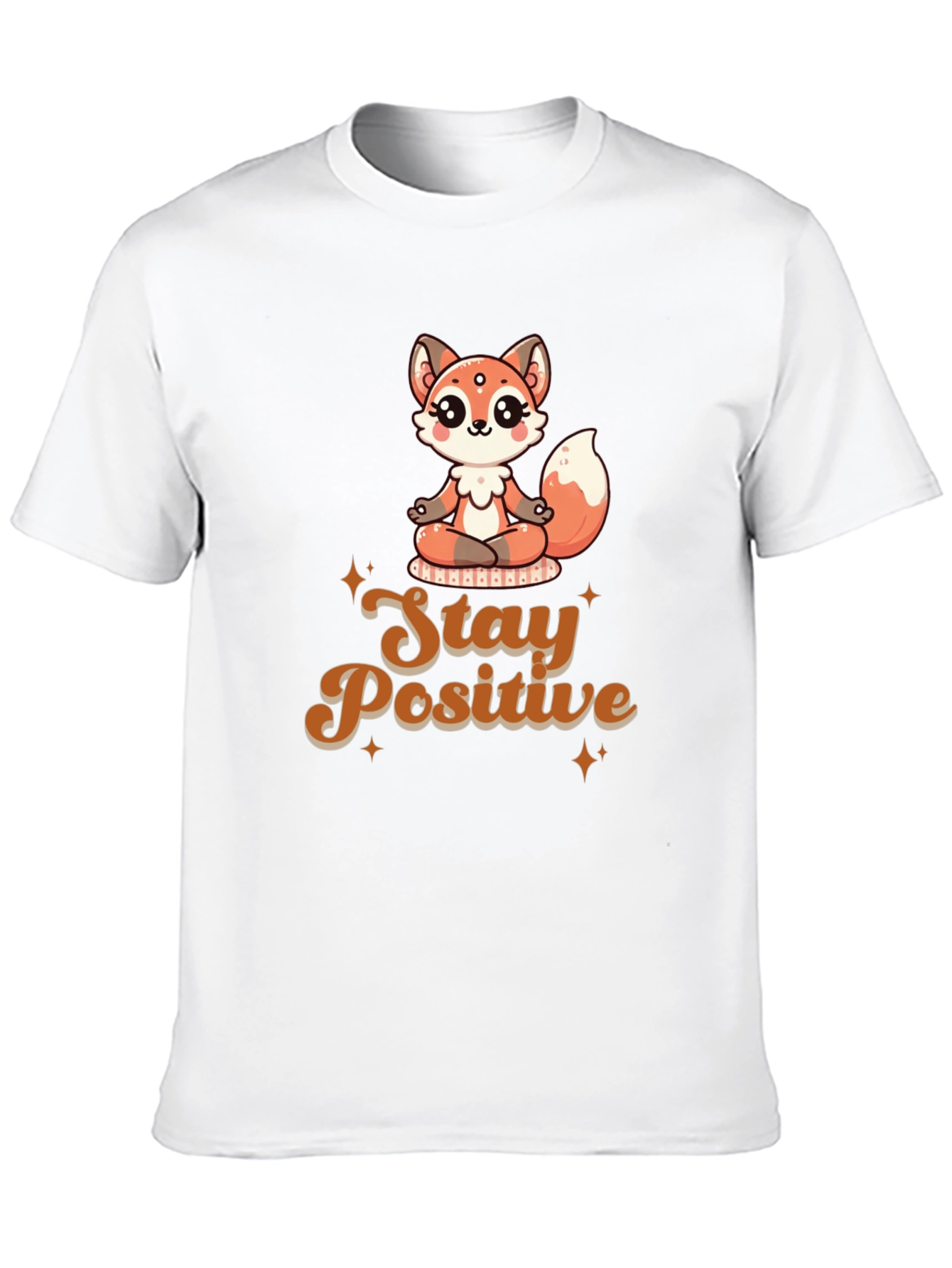 Black Stay Positive Meditation Fox T-Shirt view 10