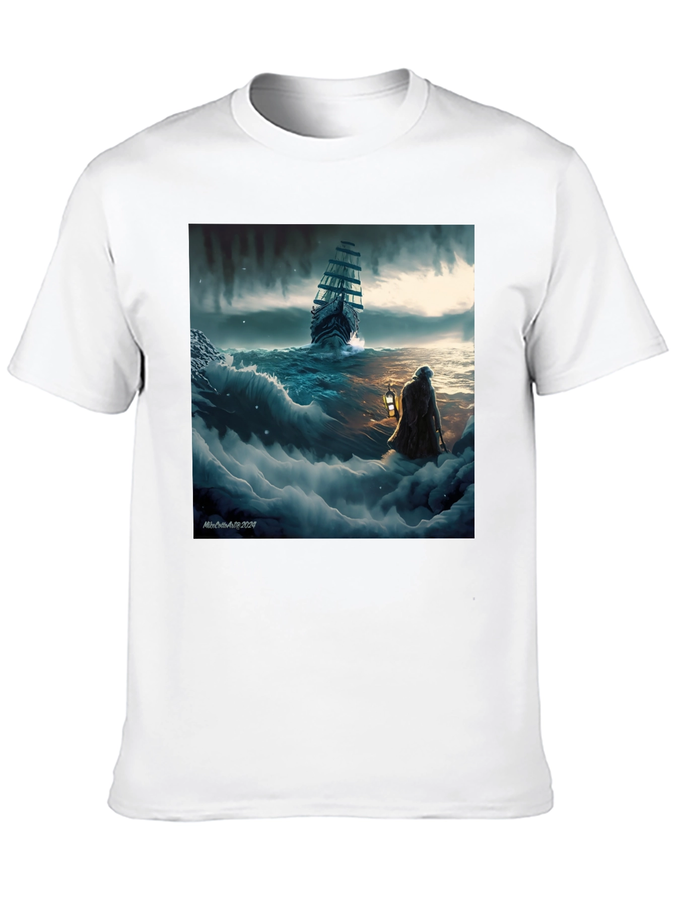 Black Stormy Seas Graphic Tee - Black Cotton Blend view 10