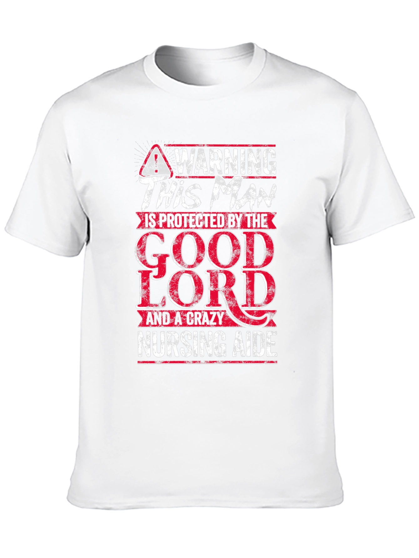 Black Warning Protected By Good Lord Nursing Aide T-Shirt view 10