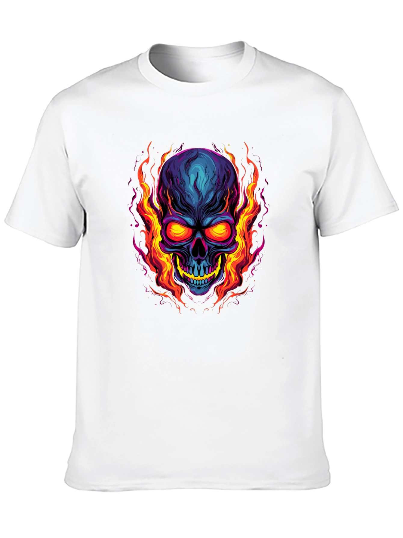 Black Flaming Skull Graphic Tee - Bold Black T-Shirt view 10