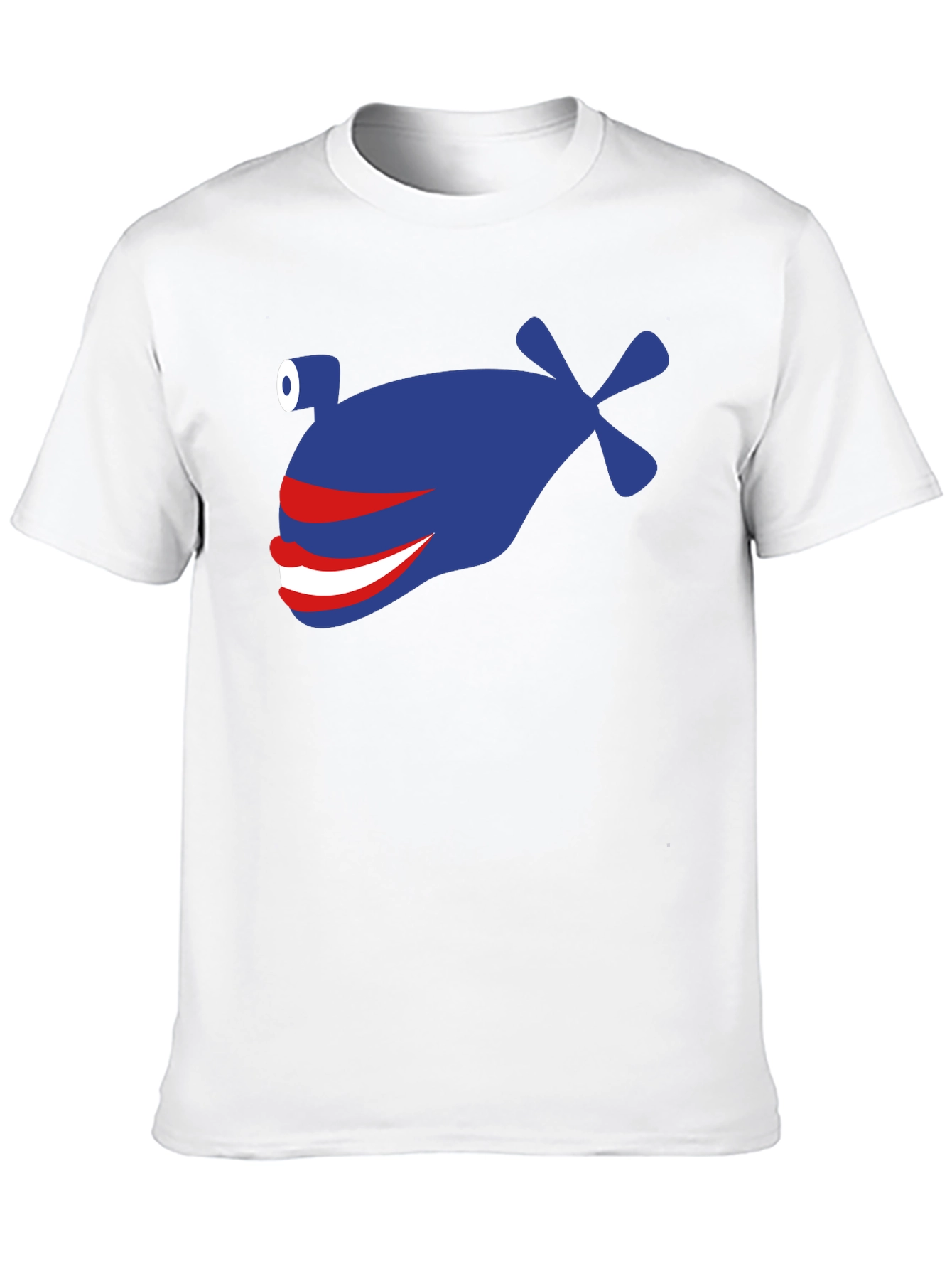 Black Funny Blue Fish Graphic T-Shirt - Crew Neck, Short Sleeve view 10