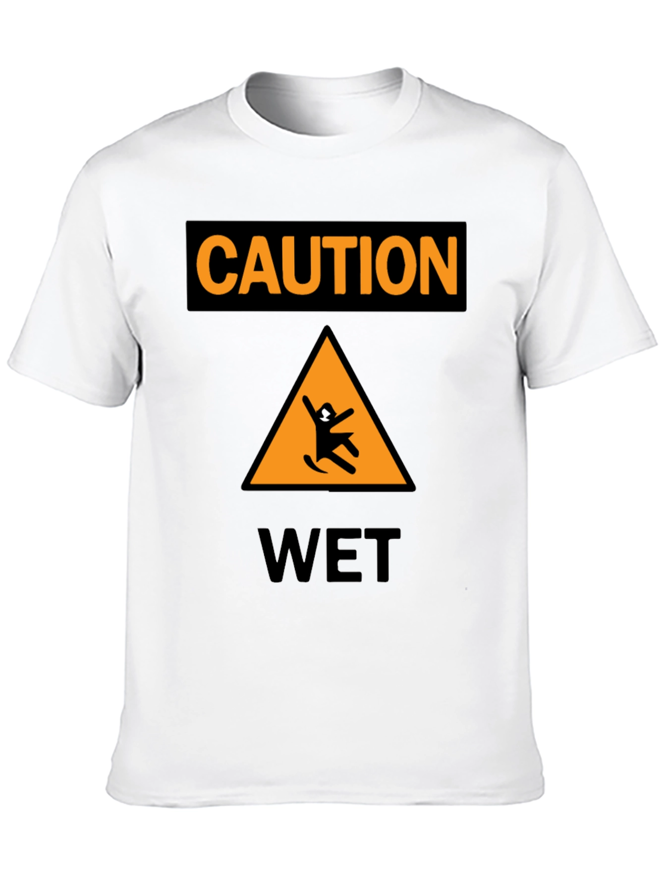 Black Caution Wet Floor Black Graphic T-Shirt view 10