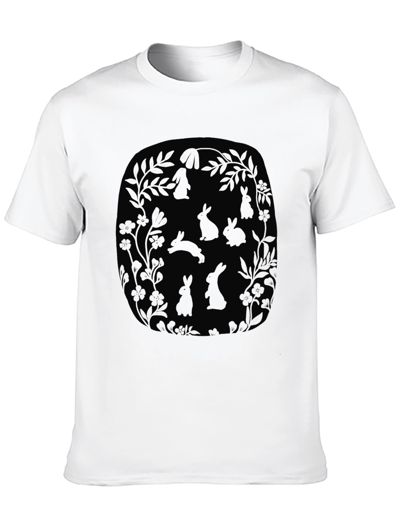 Black Bunny Floral Graphic Tee - Men's Black T-Shirt view 10