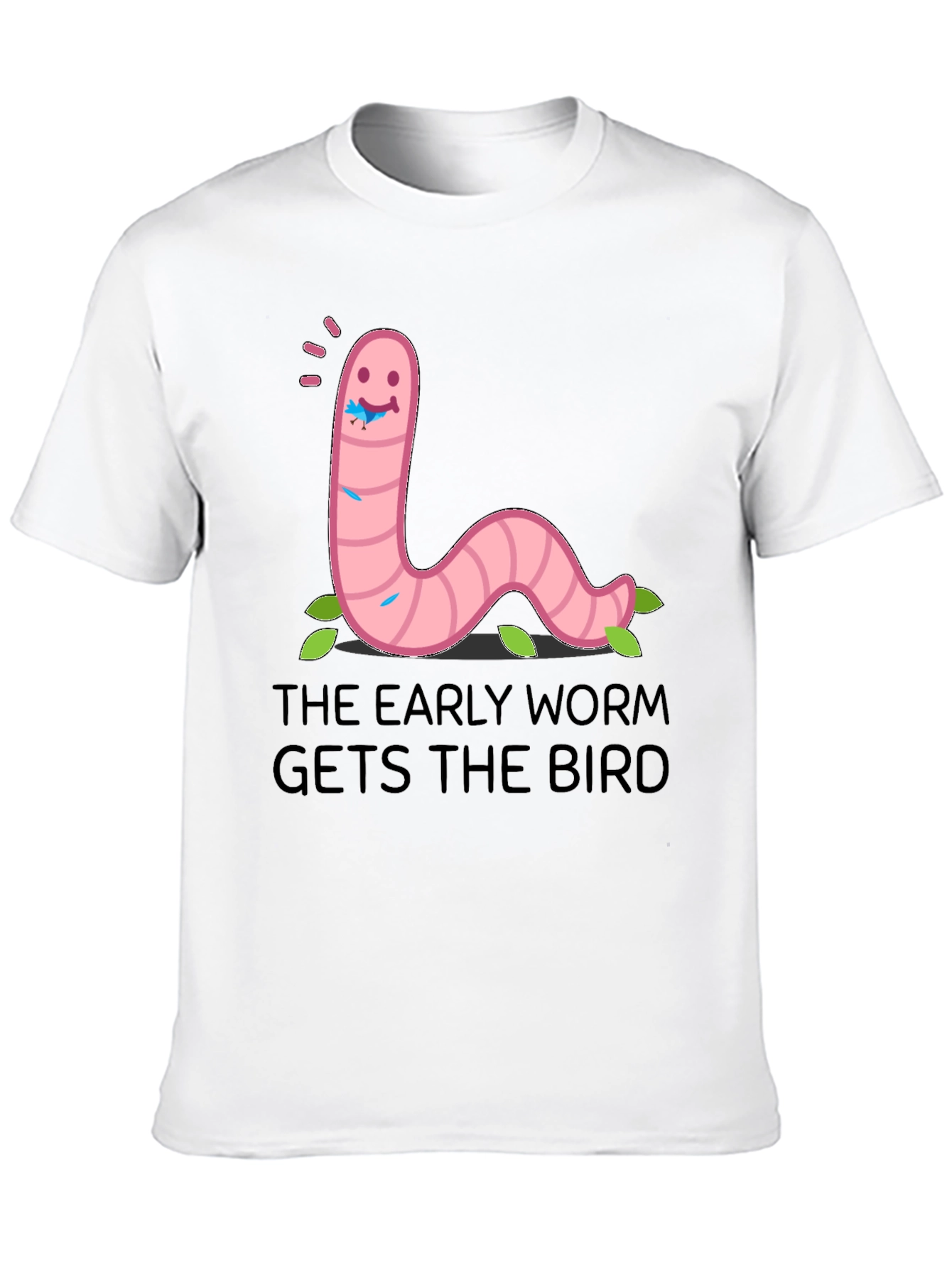 Black Early Worm T-Shirt: Get the Bird Funny Tee view 10