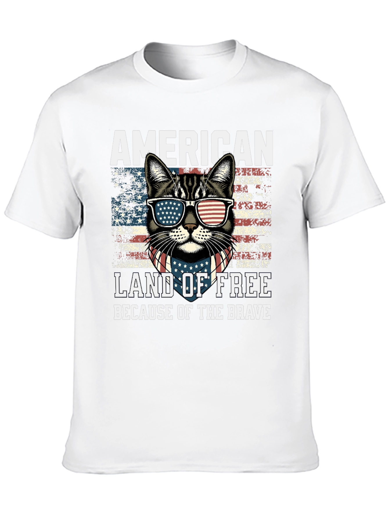 Black American Cat T-Shirt Land of Free view 10