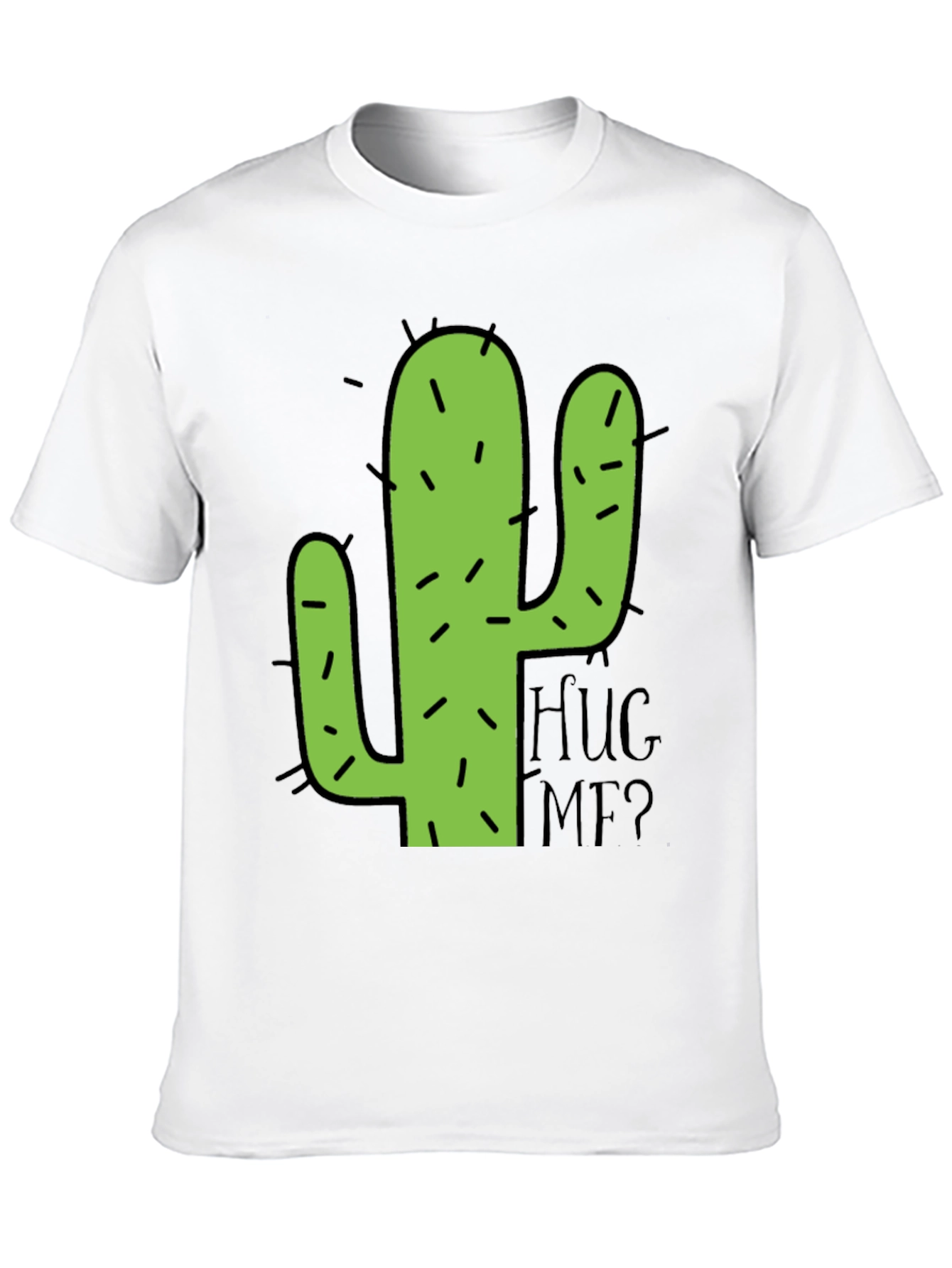 Black Cactus Hug Me Men's Black Graphic T-Shirt view 10