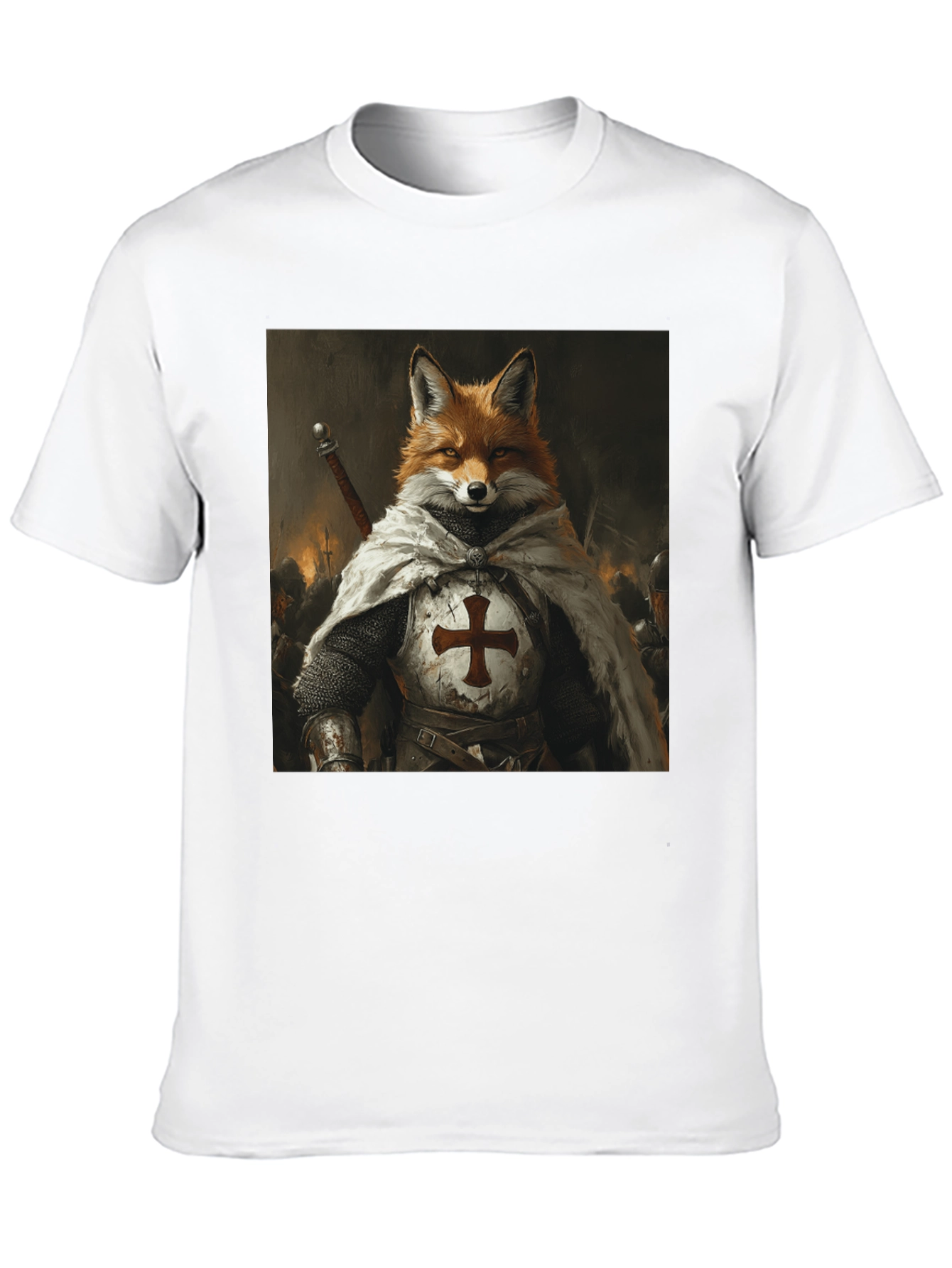 Black Fox Knight Graphic Tee - Medieval Style view 10