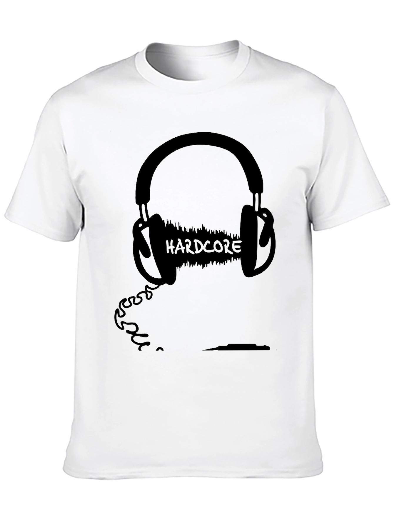 Black Hardcore Music Headphone Graphic Tee - Black Cotton Blend view 10