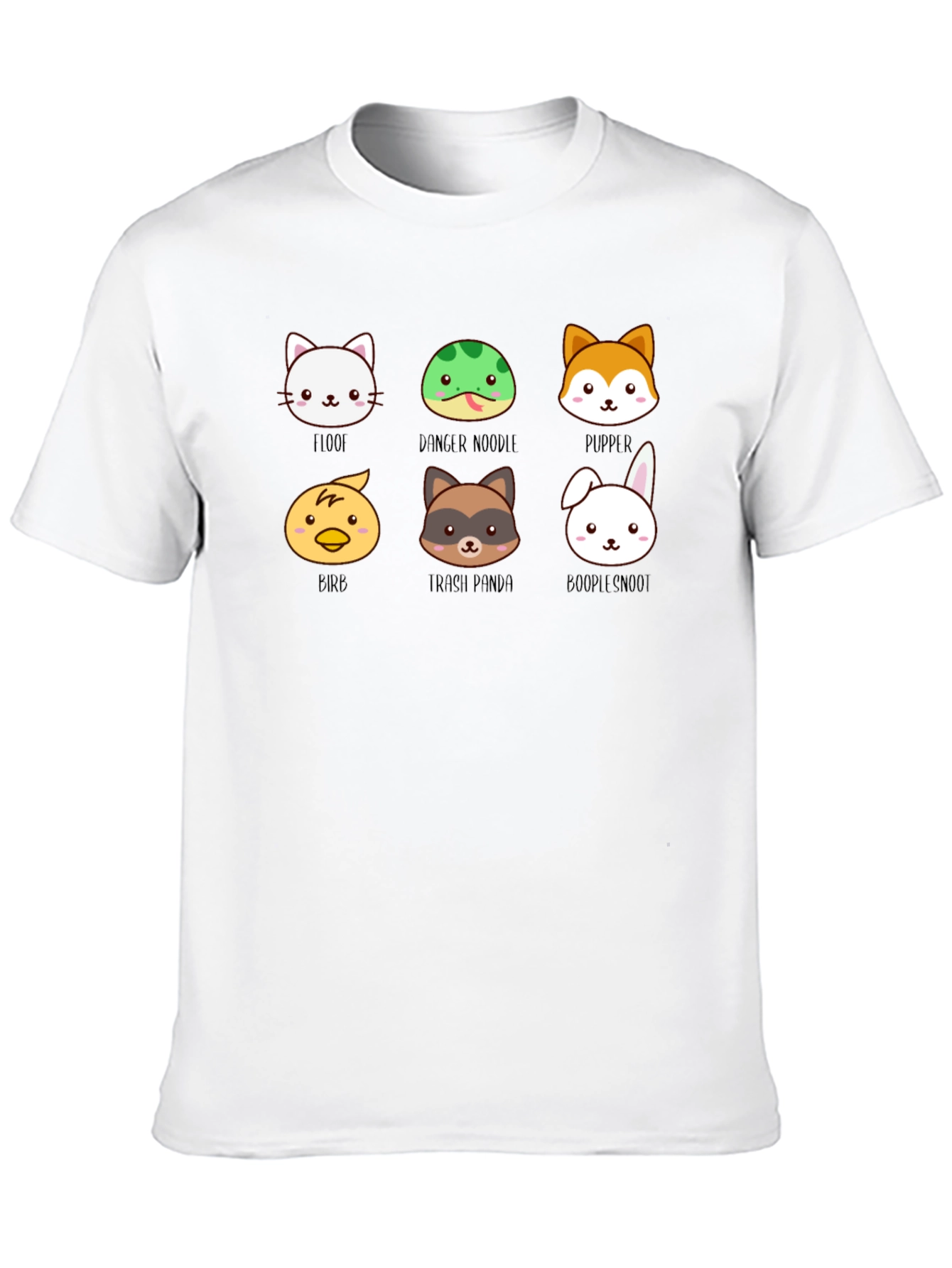 Black Cute Animal Faces Black T-Shirt view 10