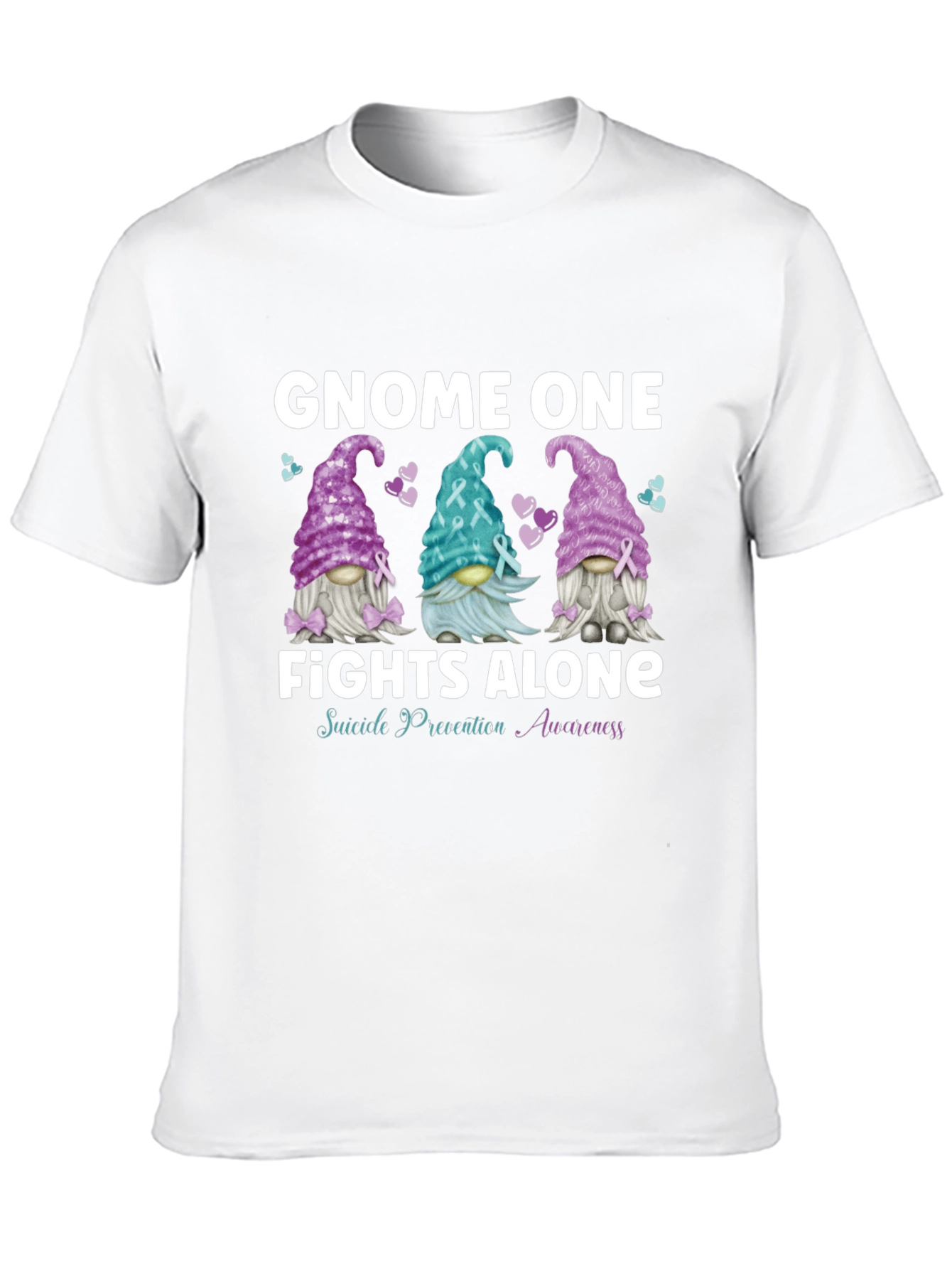 Black Gnome One Fights Alone Suicide Awareness T-Shirt view 10