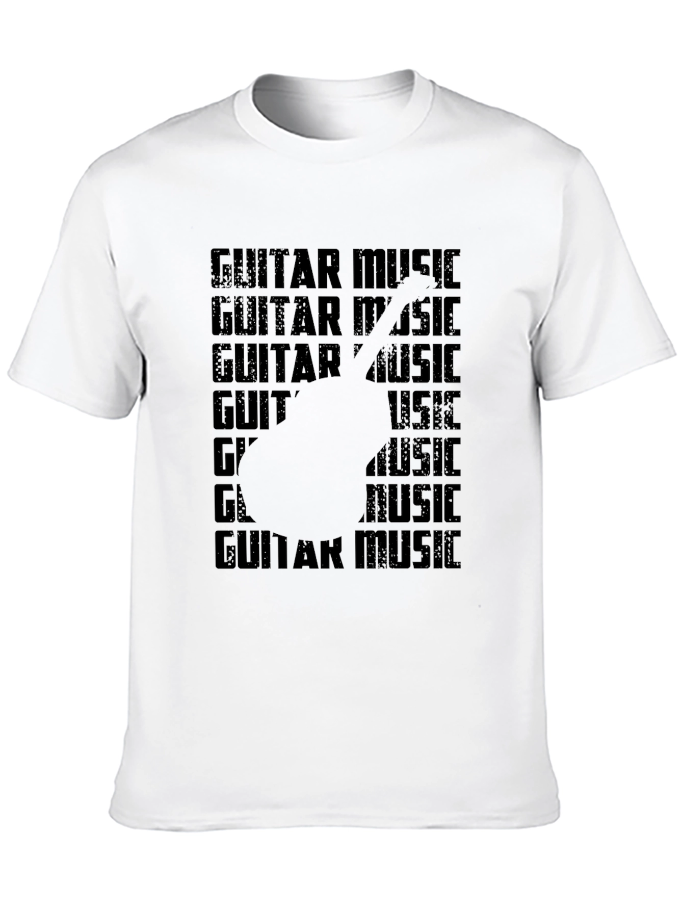 Black Guitar Music Graphic Tee - Black Casual T-Shirt view 10