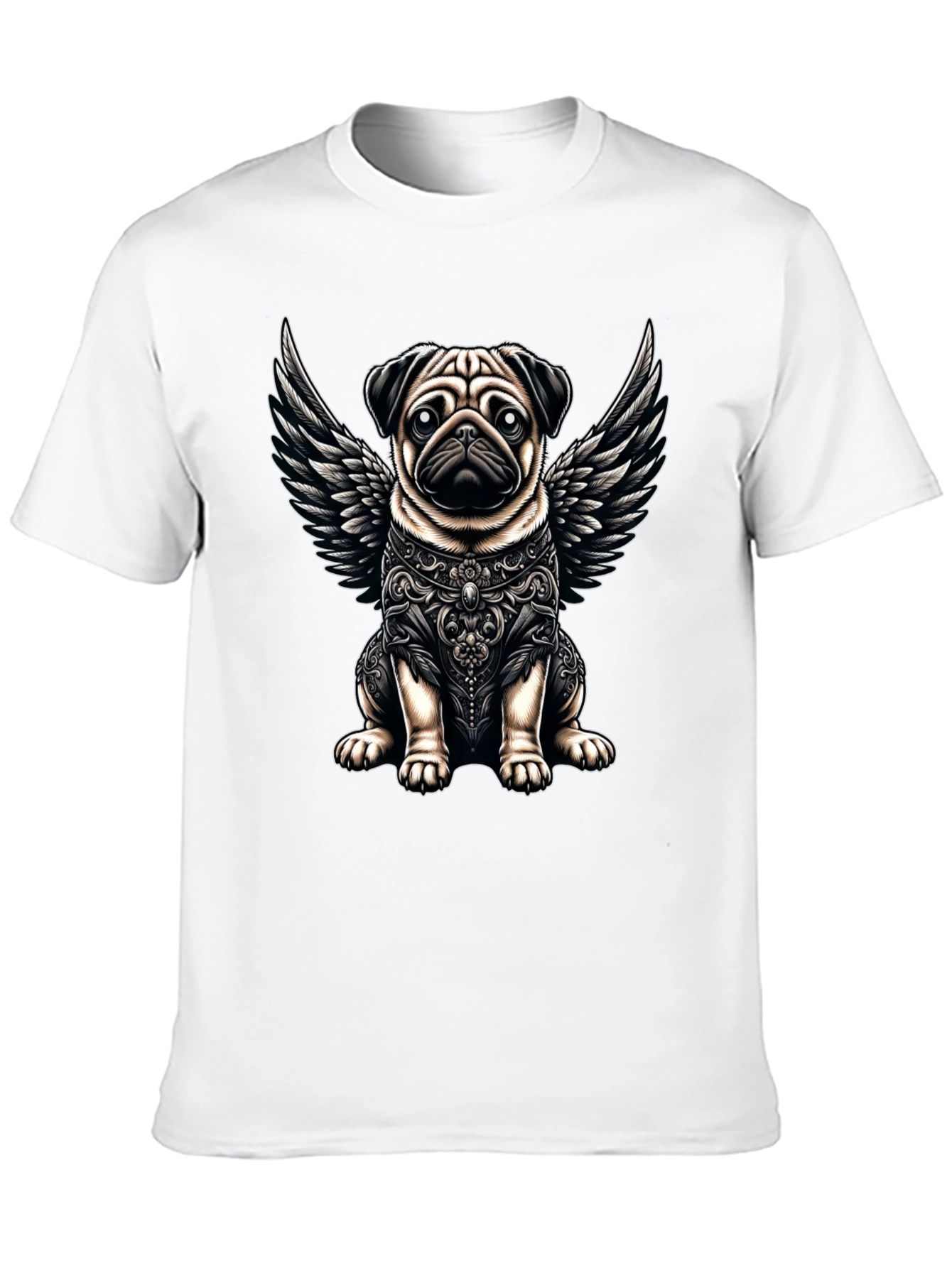 Black Angel Pug Graphic Tee - Stylish Black T-Shirt view 10