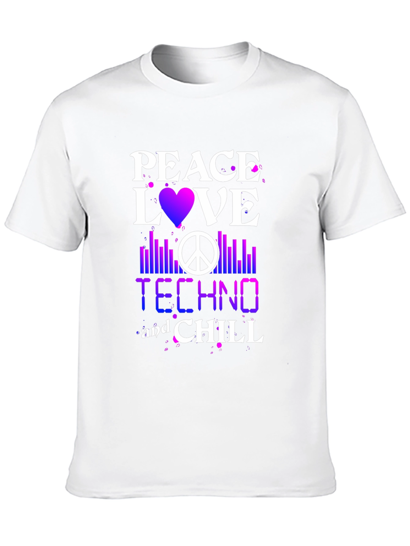 Black Peace Love Techno Chill T-Shirt view 10