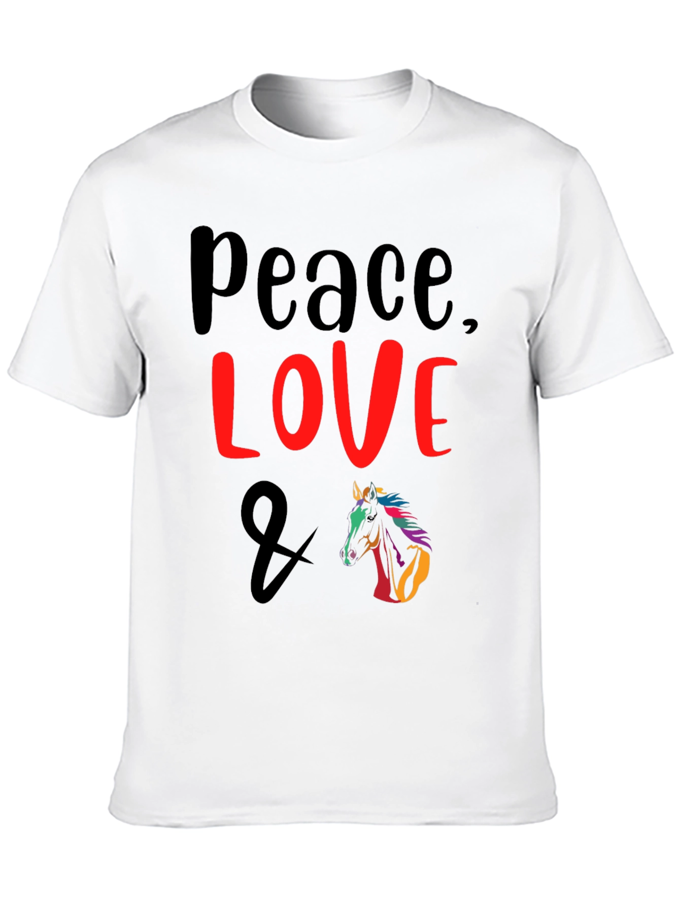 Black Peace Love & Horse Graphic T-Shirt view 10