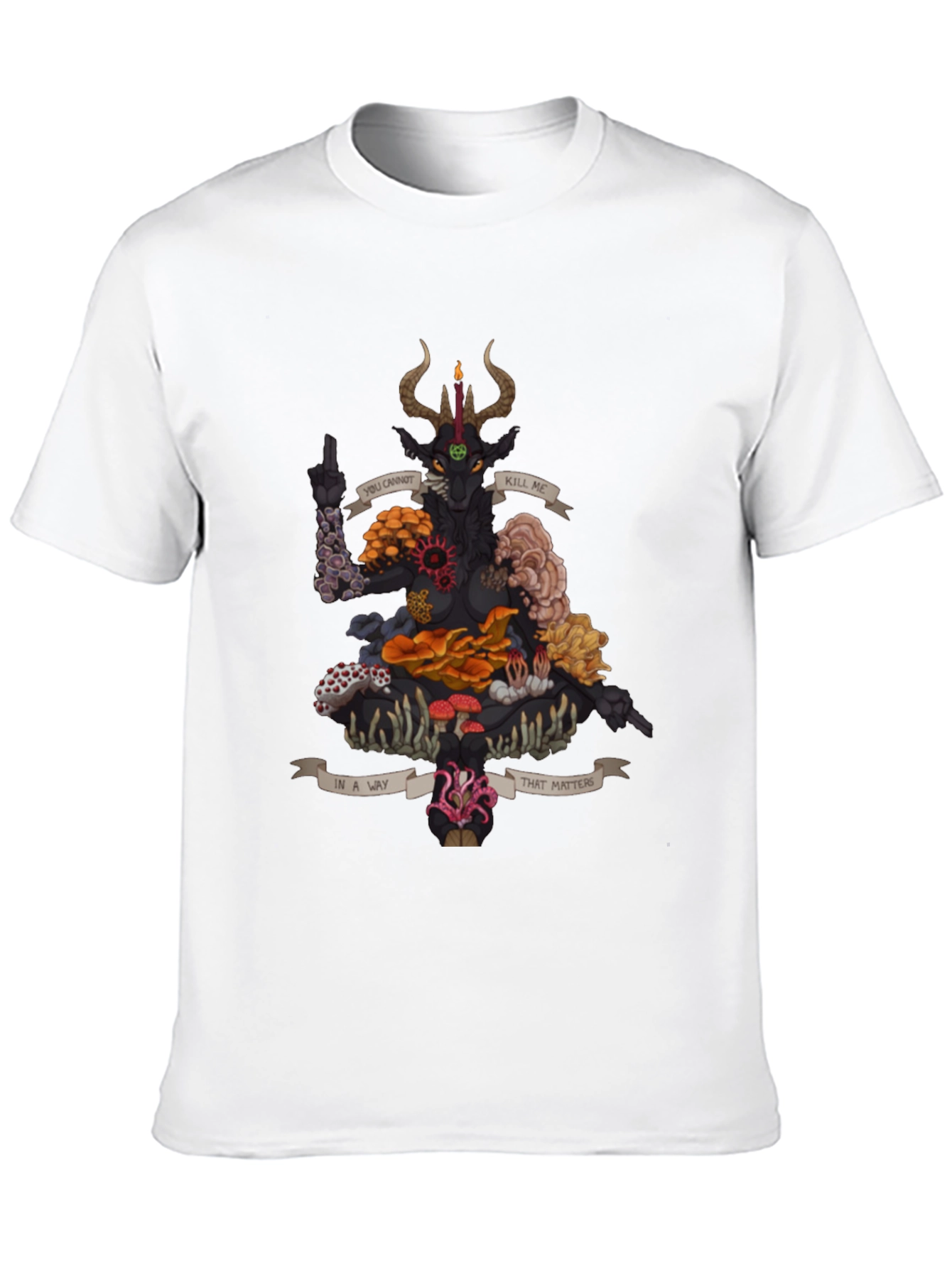 Black Baphomet Mushroom Black Graphic Tee view 10